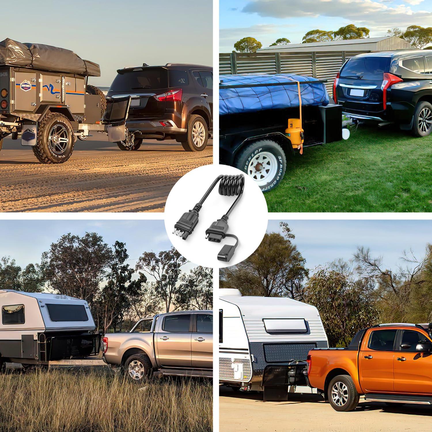 imageNilight  10039W 4 Pin Flat Trailer Wiring Harness Kit 18AWG 25Feet Male 4Feet Female WishboneStyle Wiring Harness Extension kit for Utility Boat Trailer Lights4 Way Coiled Jacket Cable 3 Feet