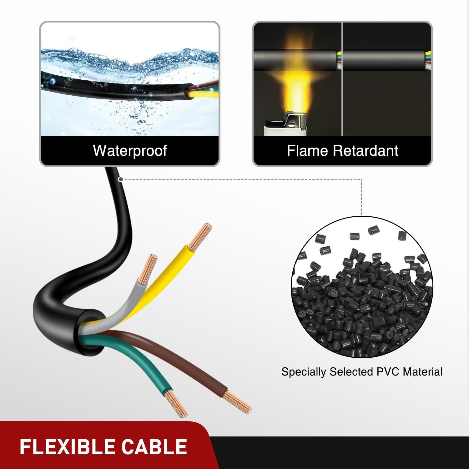 imageNilight  10039W 4 Pin Flat Trailer Wiring Harness Kit 18AWG 25Feet Male 4Feet Female WishboneStyle Wiring Harness Extension kit for Utility Boat Trailer Lights4 Pin Trailer Extension Cable 25FT