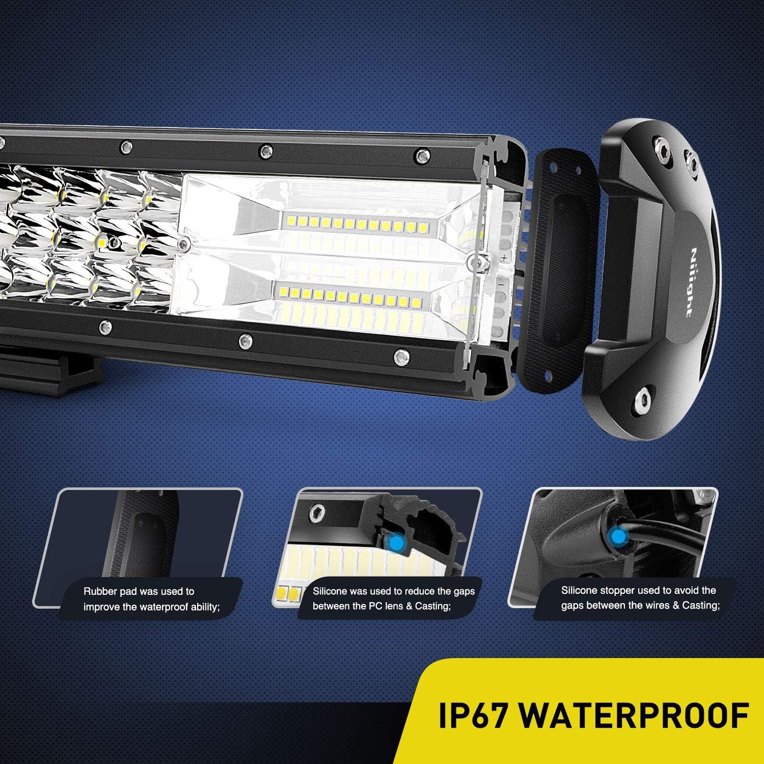 imageNilight  18002CB 2PCS 12Inch 180W Triple Row Flood Spot Combo LED Light Bar 18000LM Led Bar Driving Lights Boat Lights Led Off Road Lights for Trucks