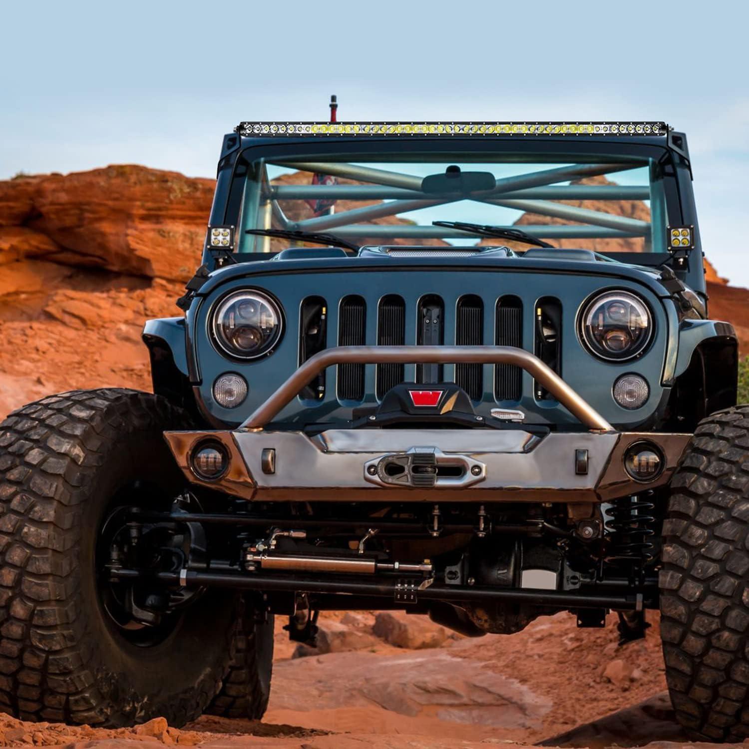 imageNilight  40007CA 51Inch 250W Super Slim Spot Flood Combo Bar Driving Fog Single Row Off Road LED Lights2 Style Mounting Brackets WhiteWhite