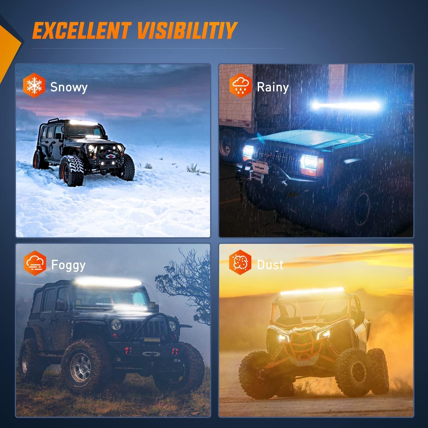 imageNilight  40007CA 51Inch 250W Super Slim Spot Flood Combo Bar Driving Fog Single Row Off Road LED Lights2 Style Mounting Brackets WhiteWhite