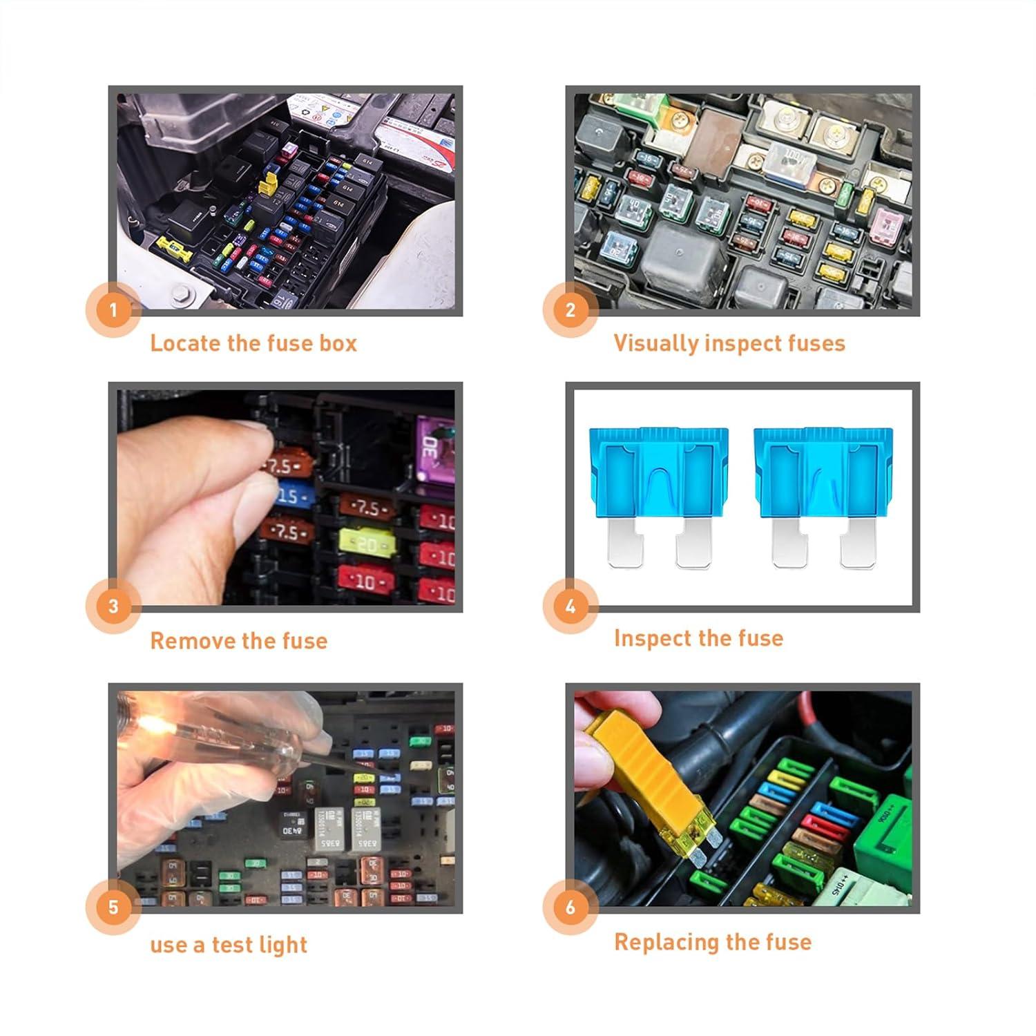 imageNilight  50016R 120 pcs Standard Fuse Assortment kit  5 75 10 15 20 25 30 AMP  Regular APRATO OpenATC Blade Fuses for Cars Trucks BoatsAutomotives2 Years Warranty306PCS 3 Style Fuses wCircuit Tester