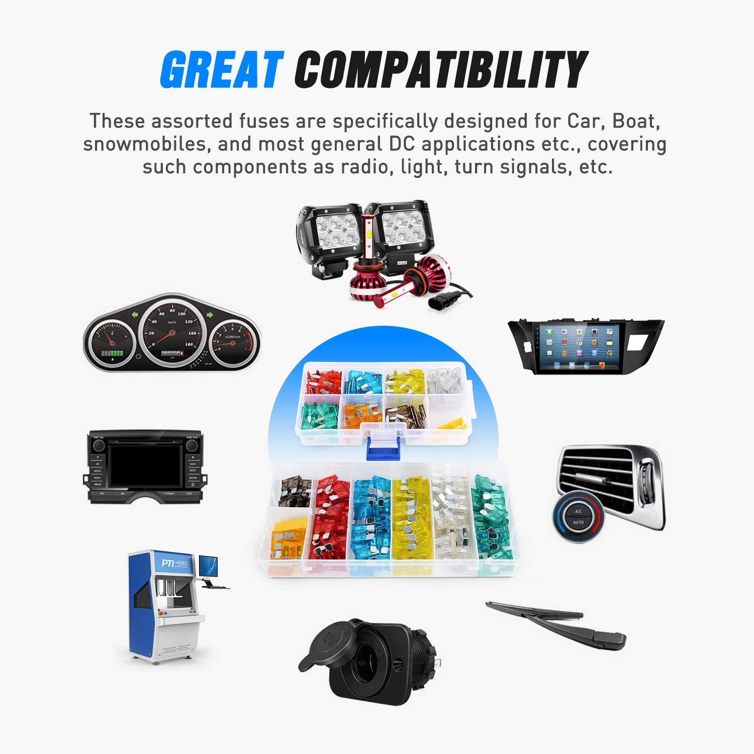 imageNilight  50018R 240pcs Standard and Mini Blade Fuses Set5A 75A 10A 15A 20A 25A 30A ATC APR ATO ATS Standard and ATM APM Mini Automotive Blade Fuse Assortment Kit BlackSliverPinkGreen240PCS Blade Fuses