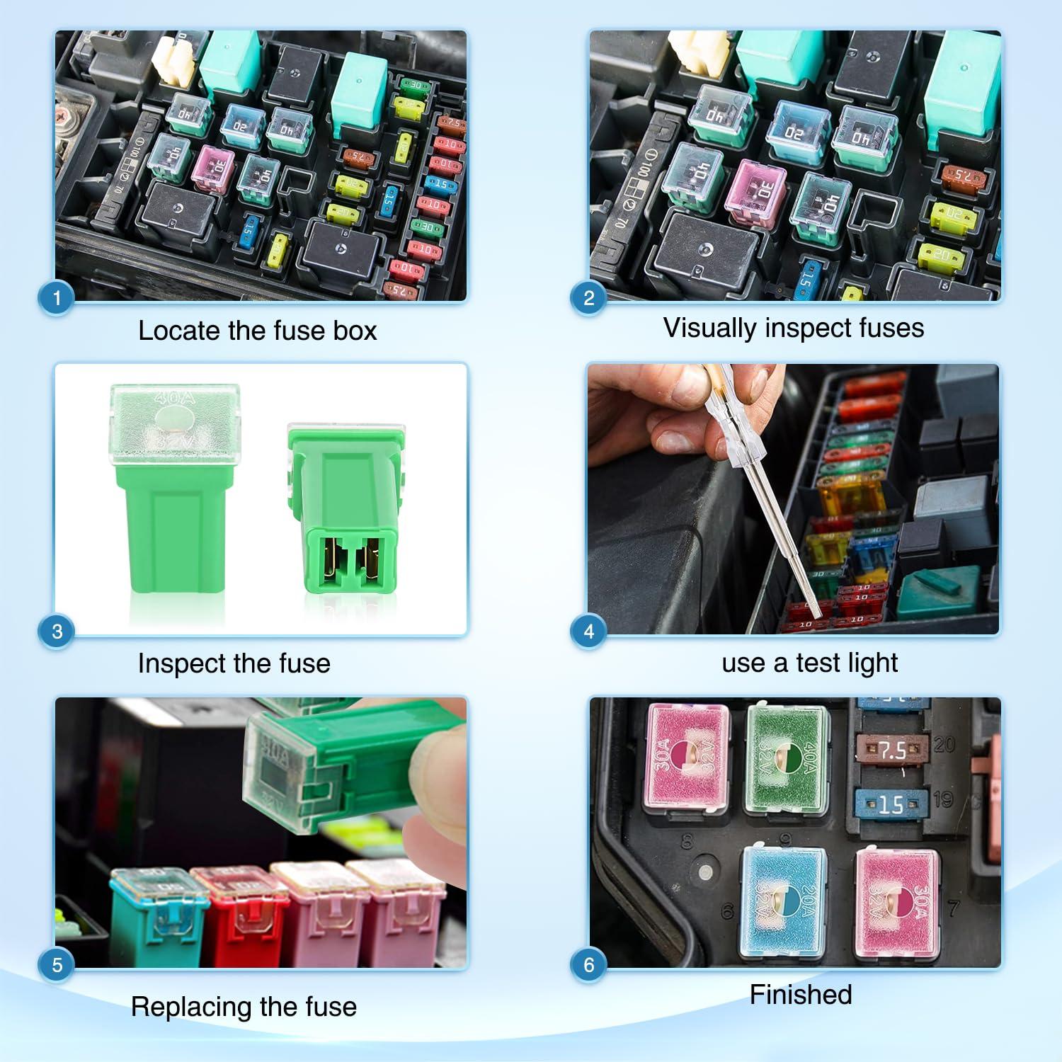 imageNilight  50018R 240pcs Standard and Mini Blade Fuses Set5A 75A 10A 15A 20A 25A 30A ATC APR ATO ATS Standard and ATM APM Mini Automotive Blade Fuse Assortment Kit BlackSliverPinkGreen30PCS Jcase Box Fuses