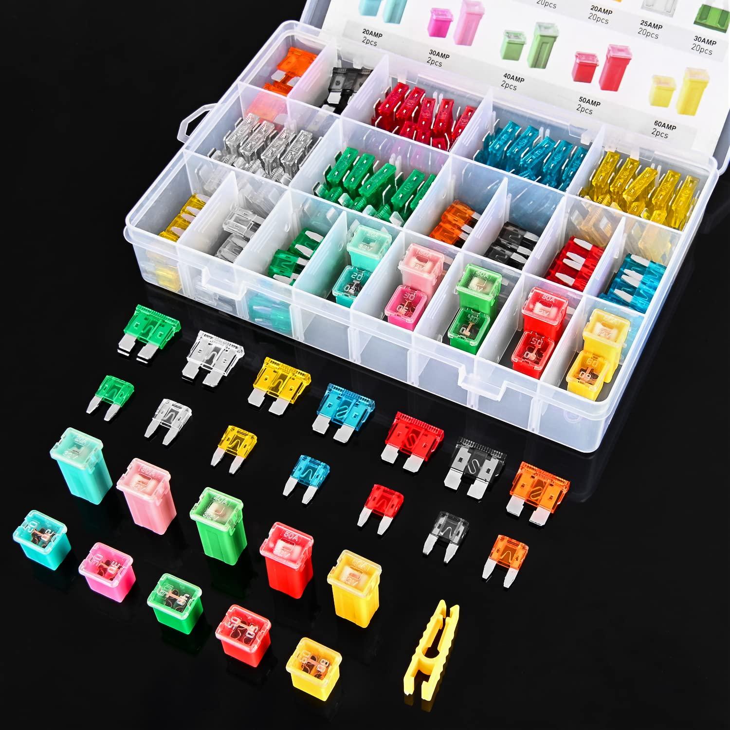 imageNilight  50018R 240pcs Standard and Mini Blade Fuses Set5A 75A 10A 15A 20A 25A 30A ATC APR ATO ATS Standard and ATM APM Mini Automotive Blade Fuse Assortment Kit BlackSliverPinkGreen250PCS Fuses  box fuses