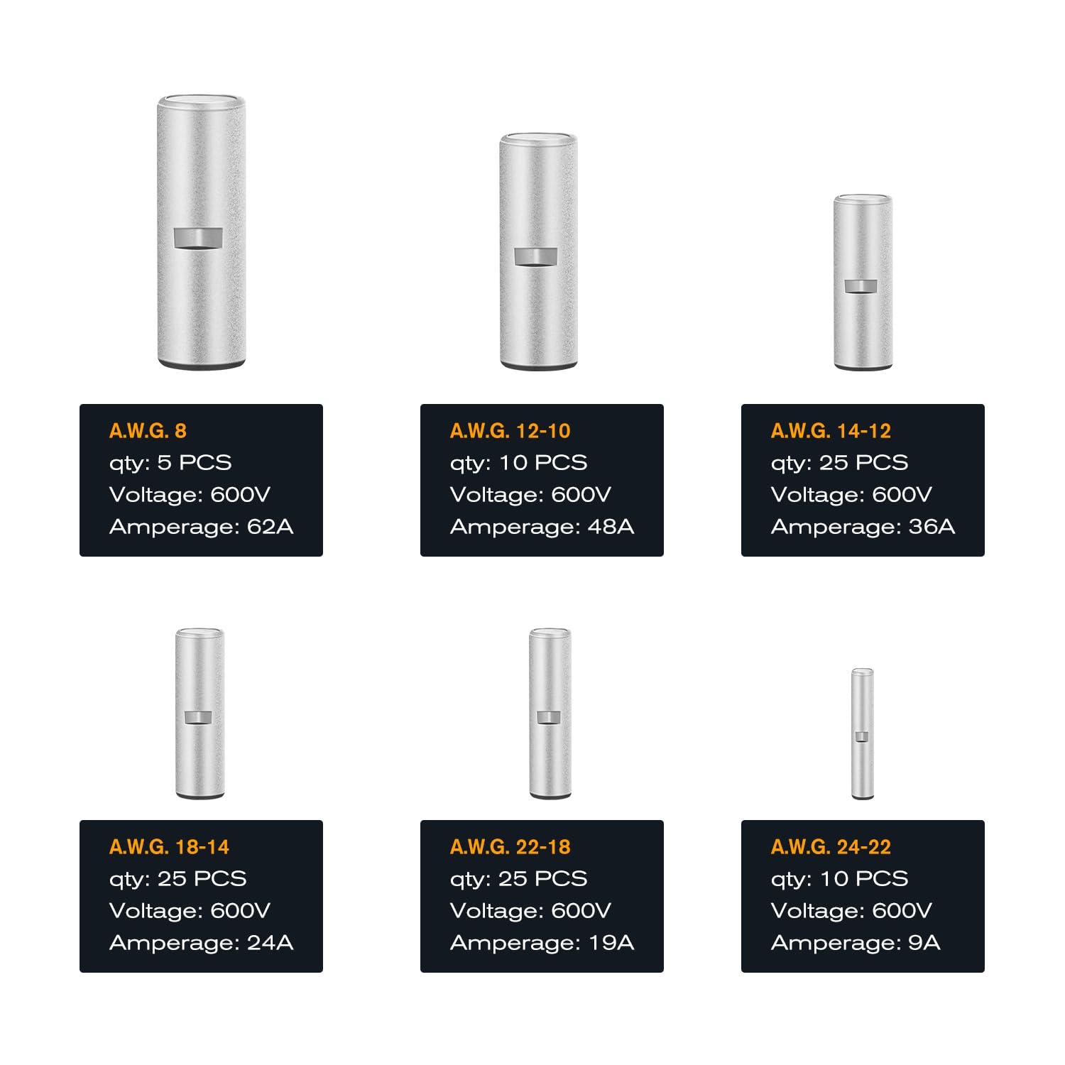 imageNilight  50027R 250 PCS Heat Shrink Spade Connectors Quick Disconnect Wire Connectors Electrical Spade Terminals Heat Shrink Fully Insulated Male and Female Wire Spade Connectors2 Years Warranty100PCS Butt Connectors