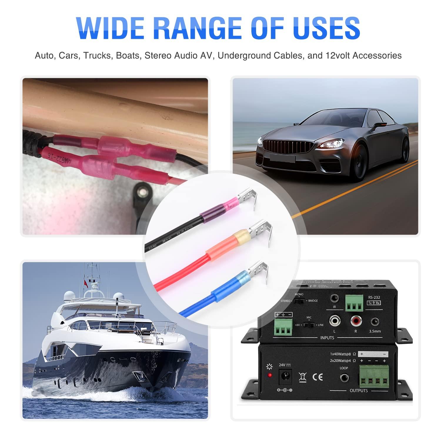 imageNilight  50027R 250 PCS Heat Shrink Spade Connectors Quick Disconnect Wire Connectors Electrical Spade Terminals Heat Shrink Fully Insulated Male and Female Wire Spade Connectors2 Years Warranty140Pcs Piggy Back Terminals