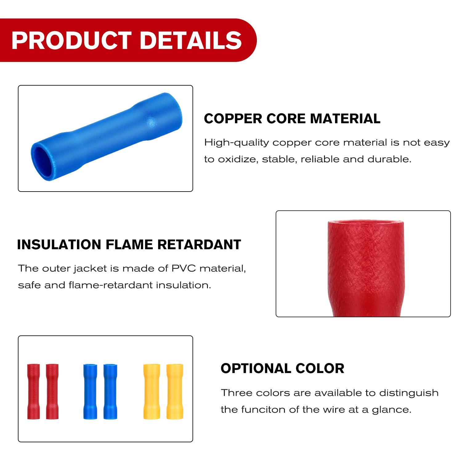 imageNilight  50027R 250 PCS Heat Shrink Spade Connectors Quick Disconnect Wire Connectors Electrical Spade Terminals Heat Shrink Fully Insulated Male and Female Wire Spade Connectors2 Years Warranty200PCS Insulated Butt Connectors