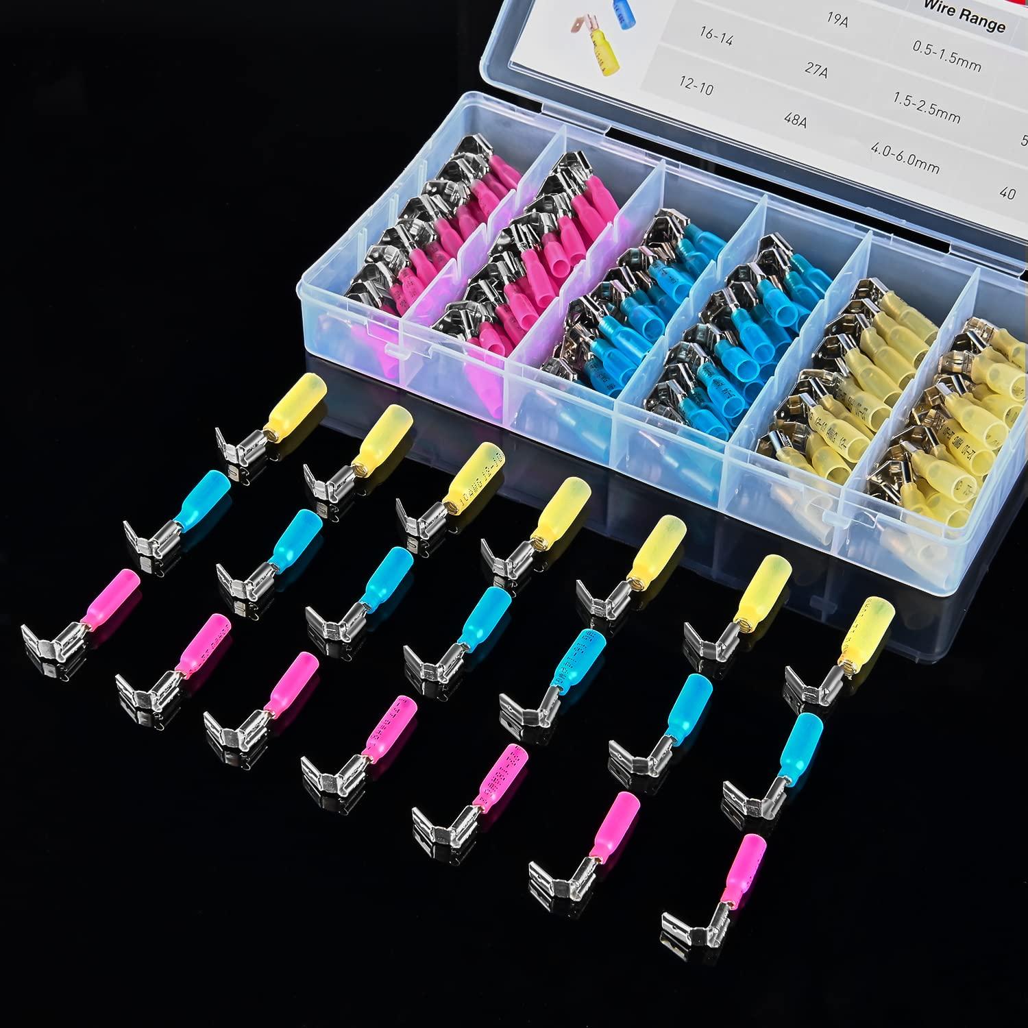 imageNilight  50027R 250 PCS Heat Shrink Spade Connectors Quick Disconnect Wire Connectors Electrical Spade Terminals Heat Shrink Fully Insulated Male and Female Wire Spade Connectors2 Years Warranty140Pcs Piggy Back Terminals