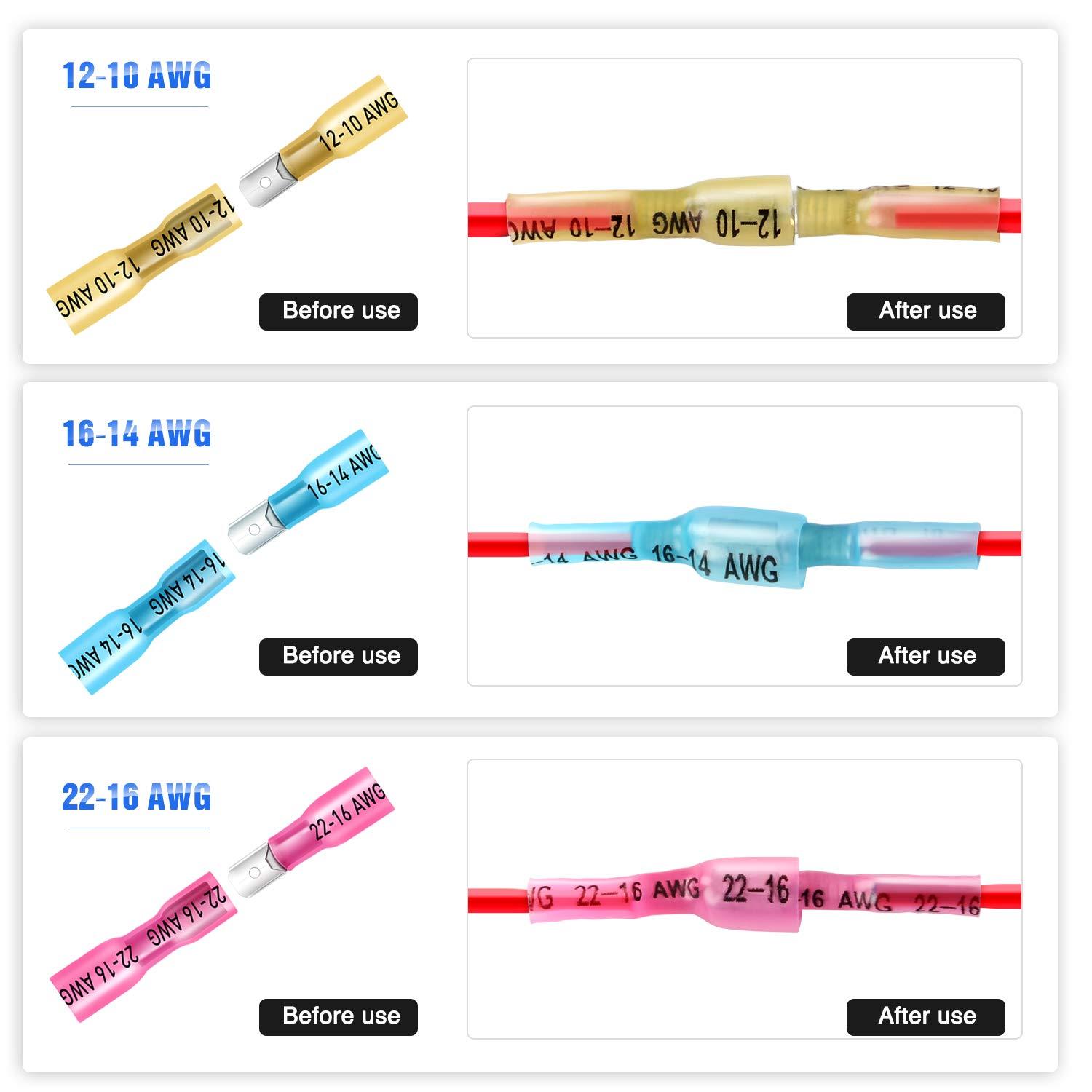 imageNilight  50027R 250 PCS Heat Shrink Spade Connectors Quick Disconnect Wire Connectors Electrical Spade Terminals Heat Shrink Fully Insulated Male and Female Wire Spade Connectors2 Years Warranty250Pcs Heat Shrink Spade Terminals