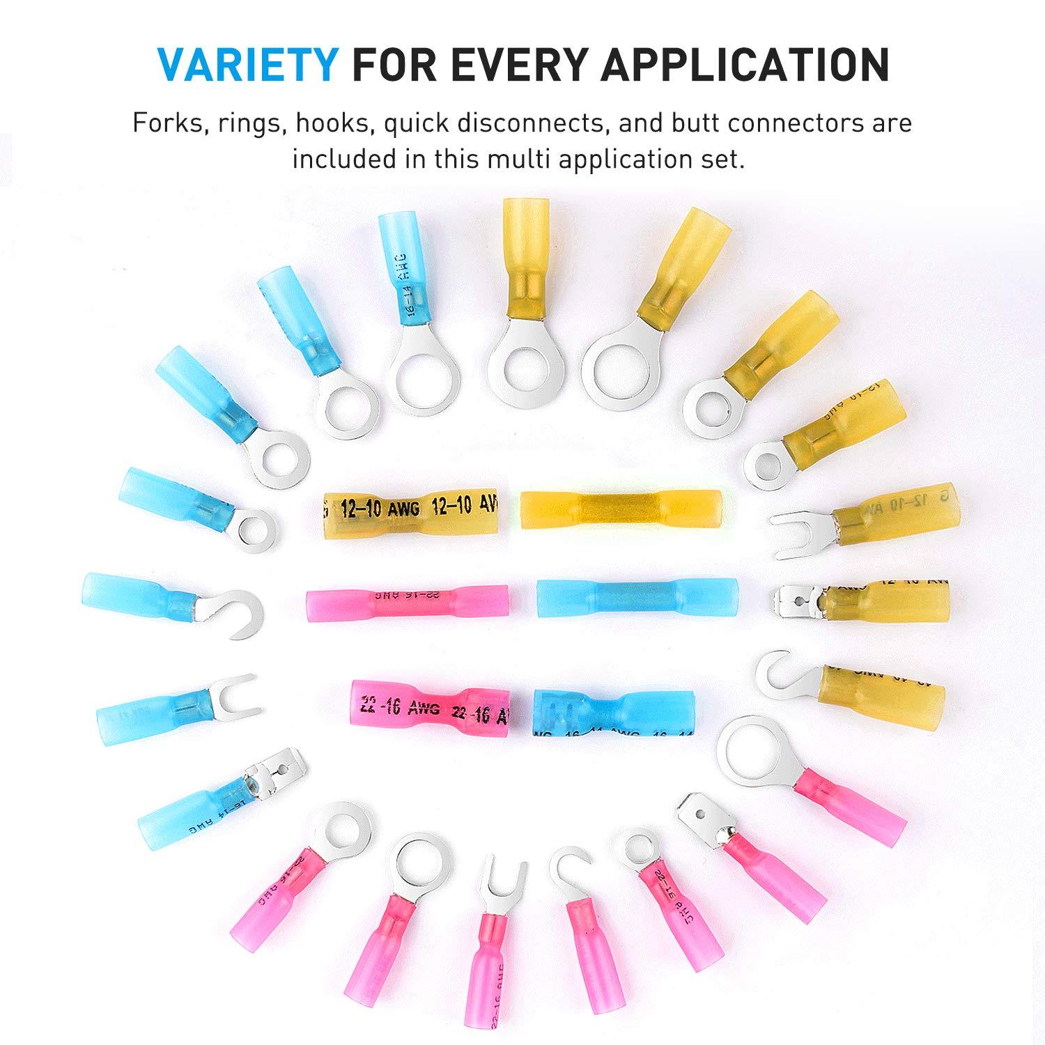 imageNilight  50027R 250 PCS Heat Shrink Spade Connectors Quick Disconnect Wire Connectors Electrical Spade Terminals Heat Shrink Fully Insulated Male and Female Wire Spade Connectors2 Years Warranty135Pcs Mixed Heat Shrink Terminals