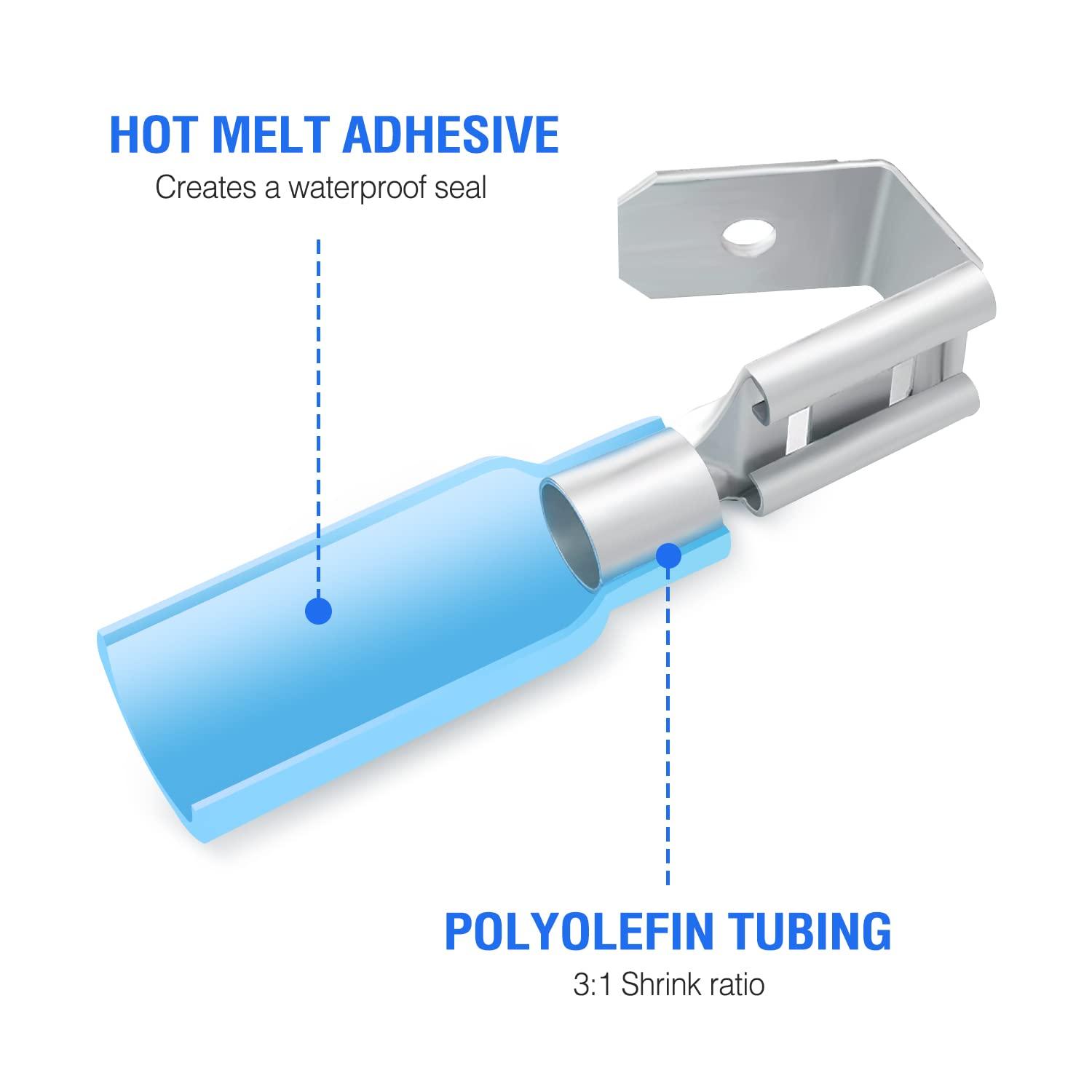 imageNilight  50027R 250 PCS Heat Shrink Spade Connectors Quick Disconnect Wire Connectors Electrical Spade Terminals Heat Shrink Fully Insulated Male and Female Wire Spade Connectors2 Years Warranty140Pcs Piggy Back Terminals