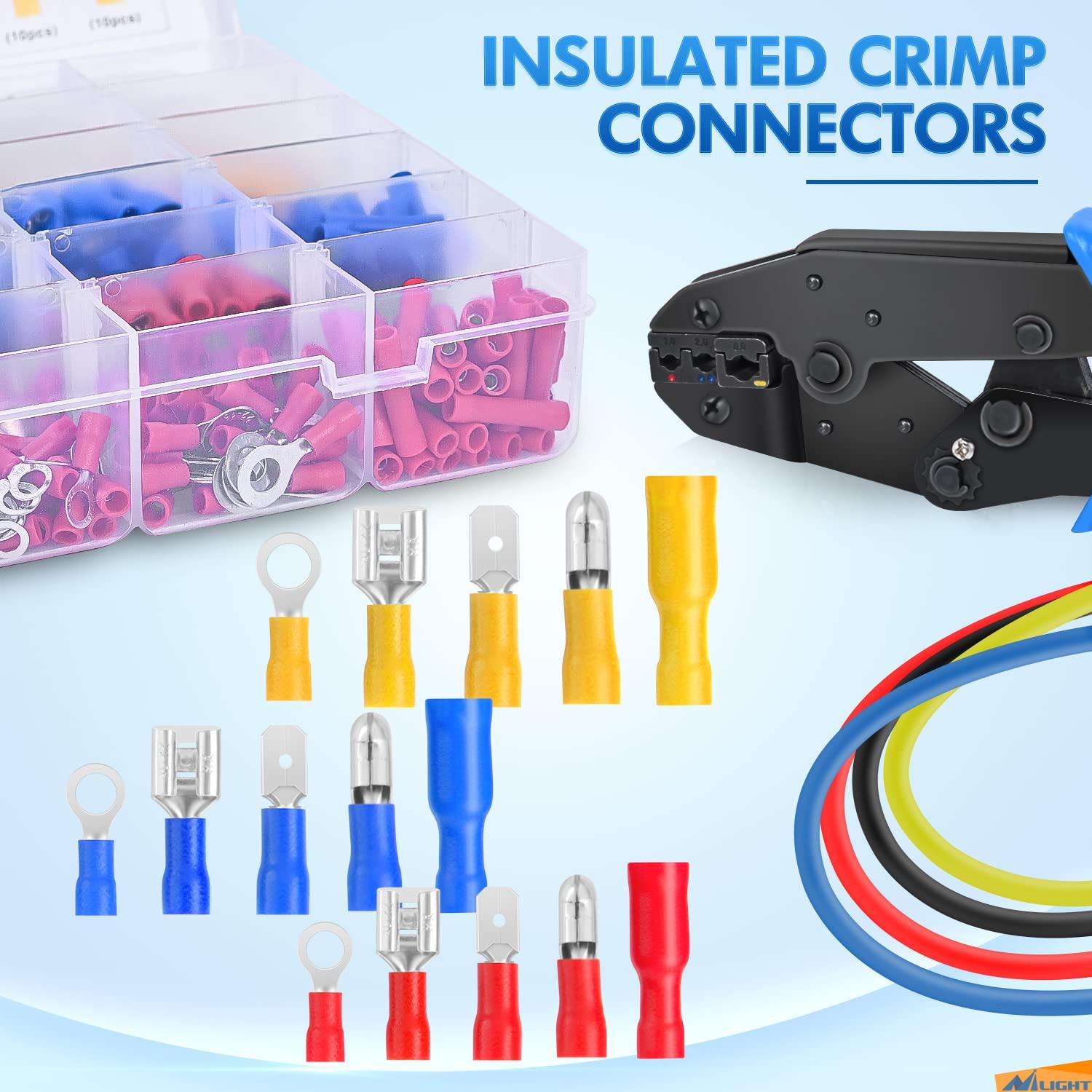 imageNilight  50027R 250 PCS Heat Shrink Spade Connectors Quick Disconnect Wire Connectors Electrical Spade Terminals Heat Shrink Fully Insulated Male and Female Wire Spade Connectors2 Years Warranty840PCS Mixed Crimp Terminals