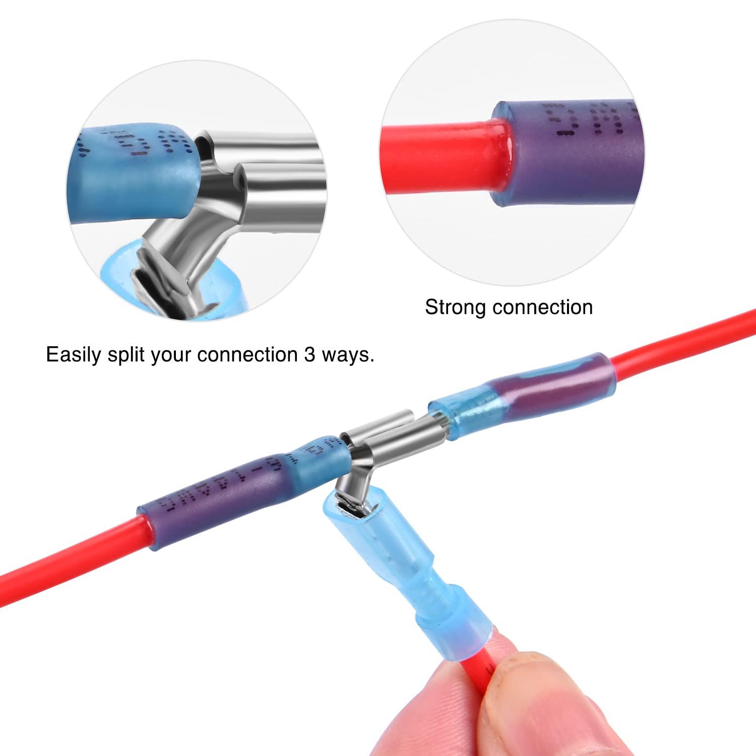 imageNilight  50027R 250 PCS Heat Shrink Spade Connectors Quick Disconnect Wire Connectors Electrical Spade Terminals Heat Shrink Fully Insulated Male and Female Wire Spade Connectors2 Years Warranty140Pcs Piggy Back Terminals