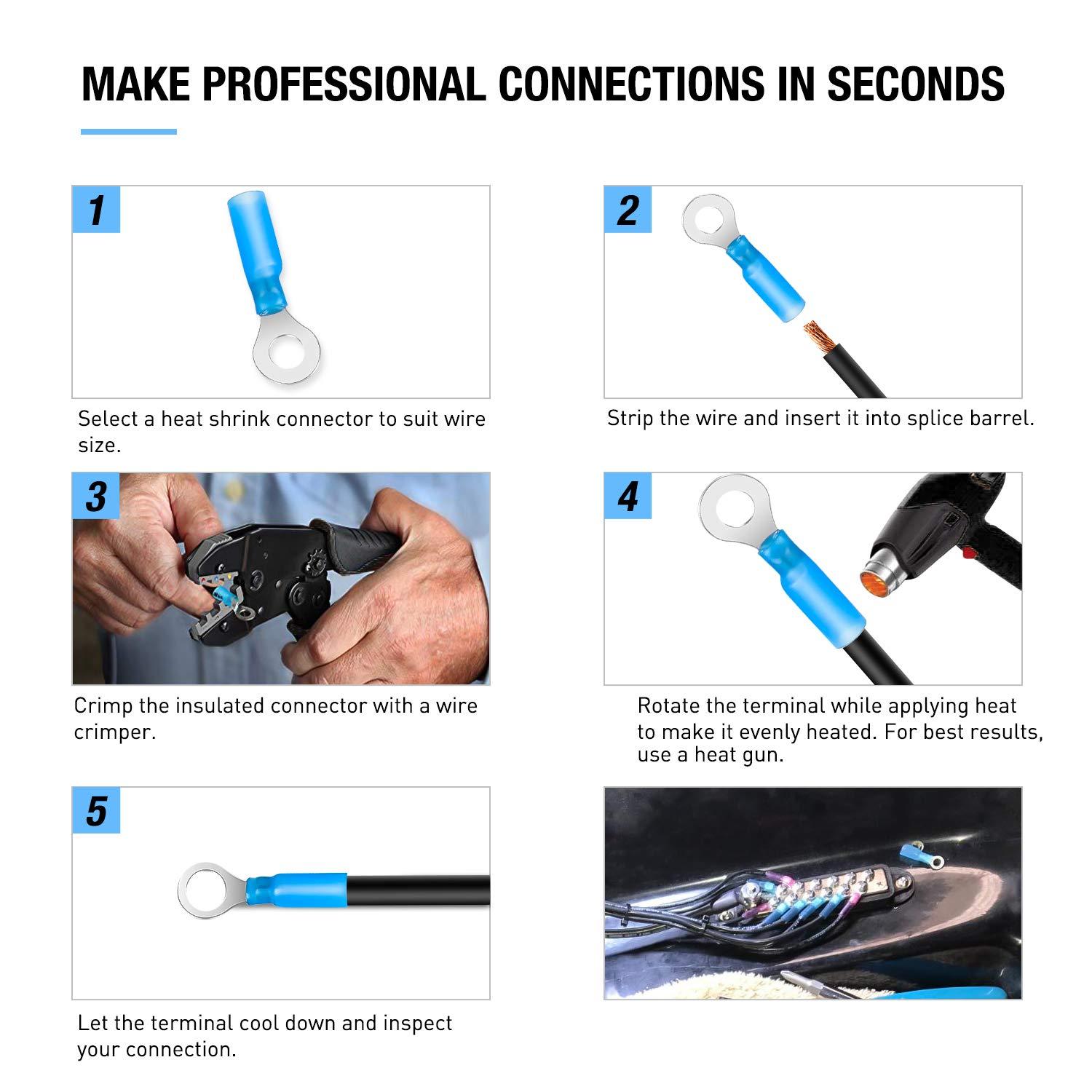 imageNilight  50027R 250 PCS Heat Shrink Spade Connectors Quick Disconnect Wire Connectors Electrical Spade Terminals Heat Shrink Fully Insulated Male and Female Wire Spade Connectors2 Years Warranty270Pcs Mixed Heat Shrink Terminals