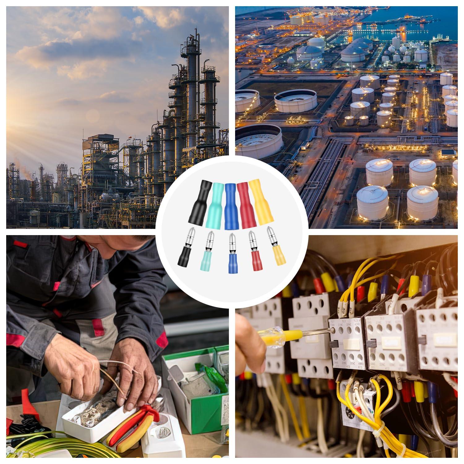 imageNilight  50027R 250 PCS Heat Shrink Spade Connectors Quick Disconnect Wire Connectors Electrical Spade Terminals Heat Shrink Fully Insulated Male and Female Wire Spade Connectors2 Years Warranty200PCS Bullet Terminals