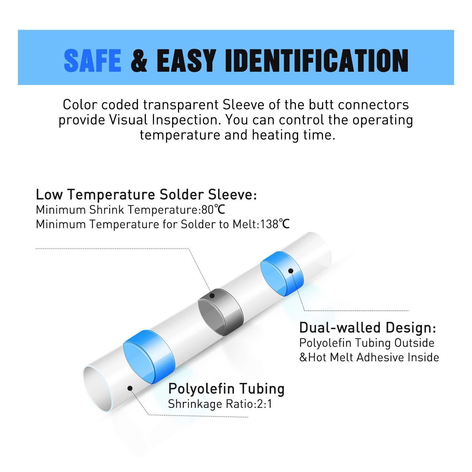 imageNilight  50027R 250 PCS Heat Shrink Spade Connectors Quick Disconnect Wire Connectors Electrical Spade Terminals Heat Shrink Fully Insulated Male and Female Wire Spade Connectors2 Years WarrantyYellow  Blue  Red  White