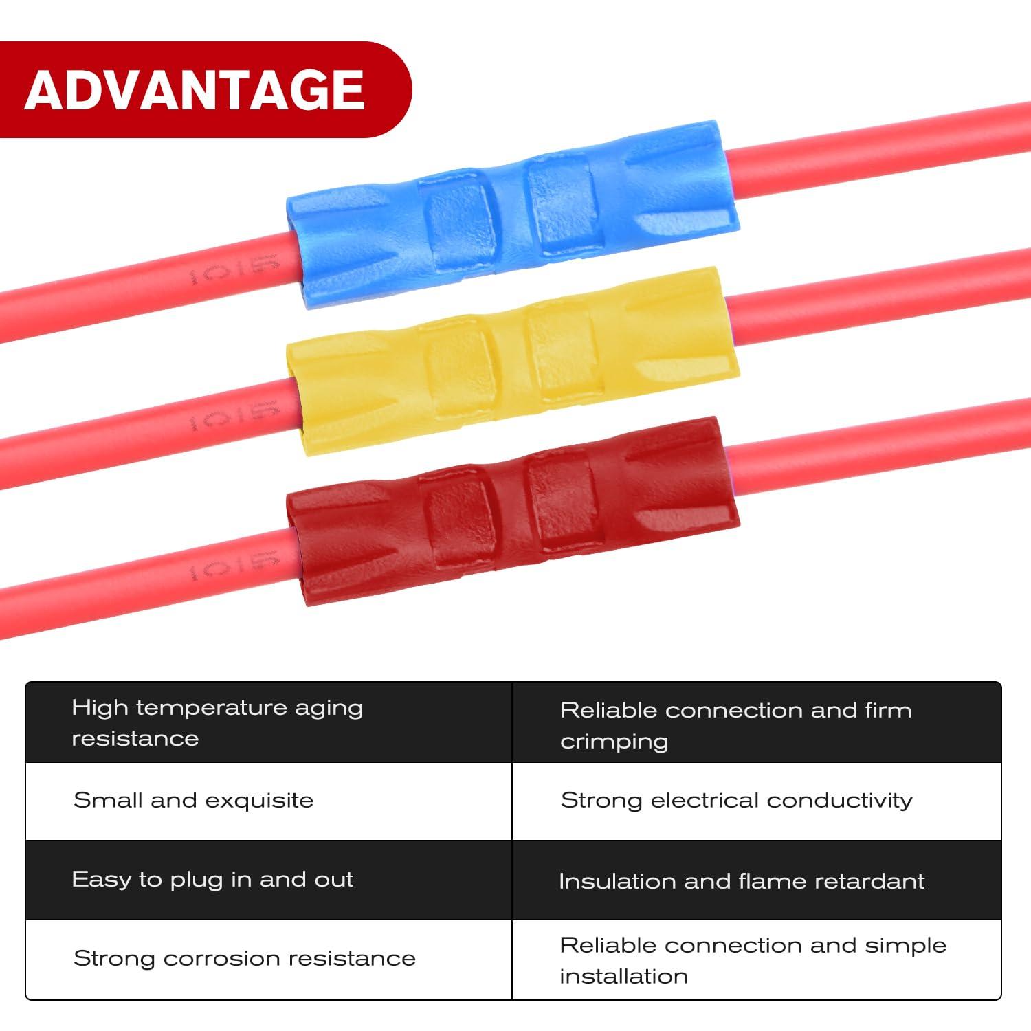 imageNilight  50027R 250 PCS Heat Shrink Spade Connectors Quick Disconnect Wire Connectors Electrical Spade Terminals Heat Shrink Fully Insulated Male and Female Wire Spade Connectors2 Years Warranty200PCS Insulated Butt Connectors