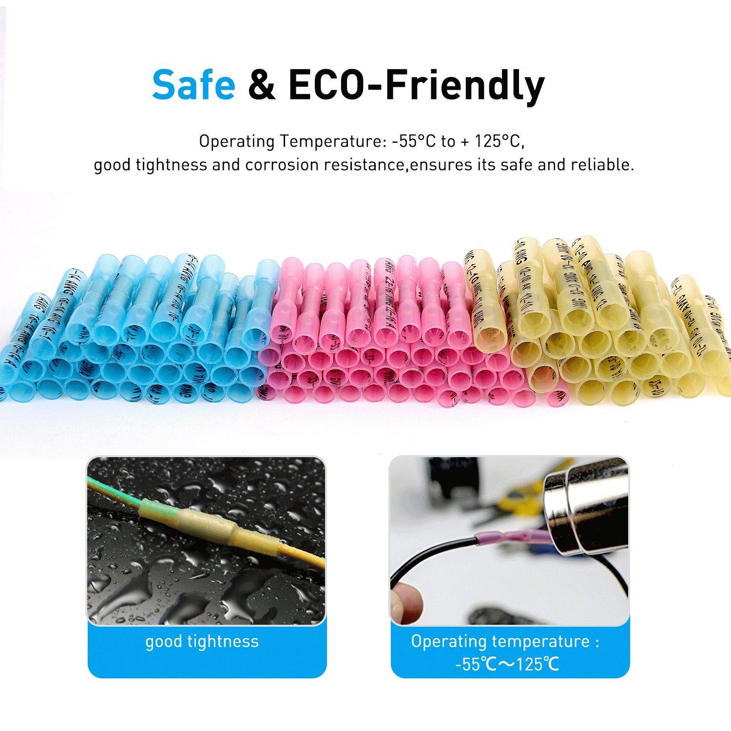 imageNilight  50027R 250 PCS Heat Shrink Spade Connectors Quick Disconnect Wire Connectors Electrical Spade Terminals Heat Shrink Fully Insulated Male and Female Wire Spade Connectors2 Years Warranty200PCS Heat Shrink Butt Connectors