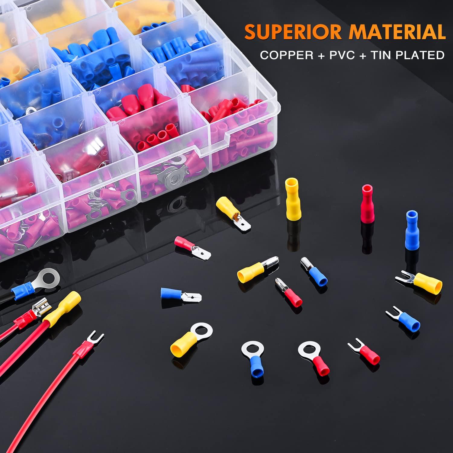 imageNilight  50027R 250 PCS Heat Shrink Spade Connectors Quick Disconnect Wire Connectors Electrical Spade Terminals Heat Shrink Fully Insulated Male and Female Wire Spade Connectors2 Years Warranty1500PCS Mixed Crimp Terminals