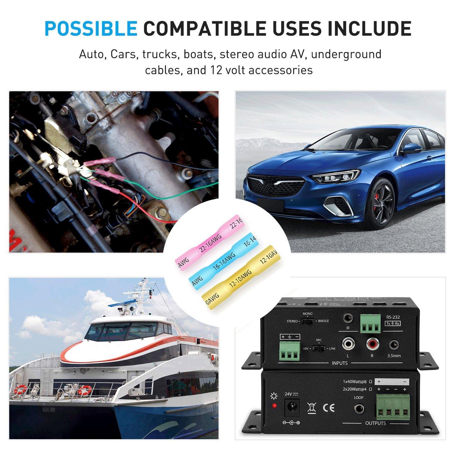 imageNilight  50027R 250 PCS Heat Shrink Spade Connectors Quick Disconnect Wire Connectors Electrical Spade Terminals Heat Shrink Fully Insulated Male and Female Wire Spade Connectors2 Years Warranty200PCS Heat Shrink Butt Connectors