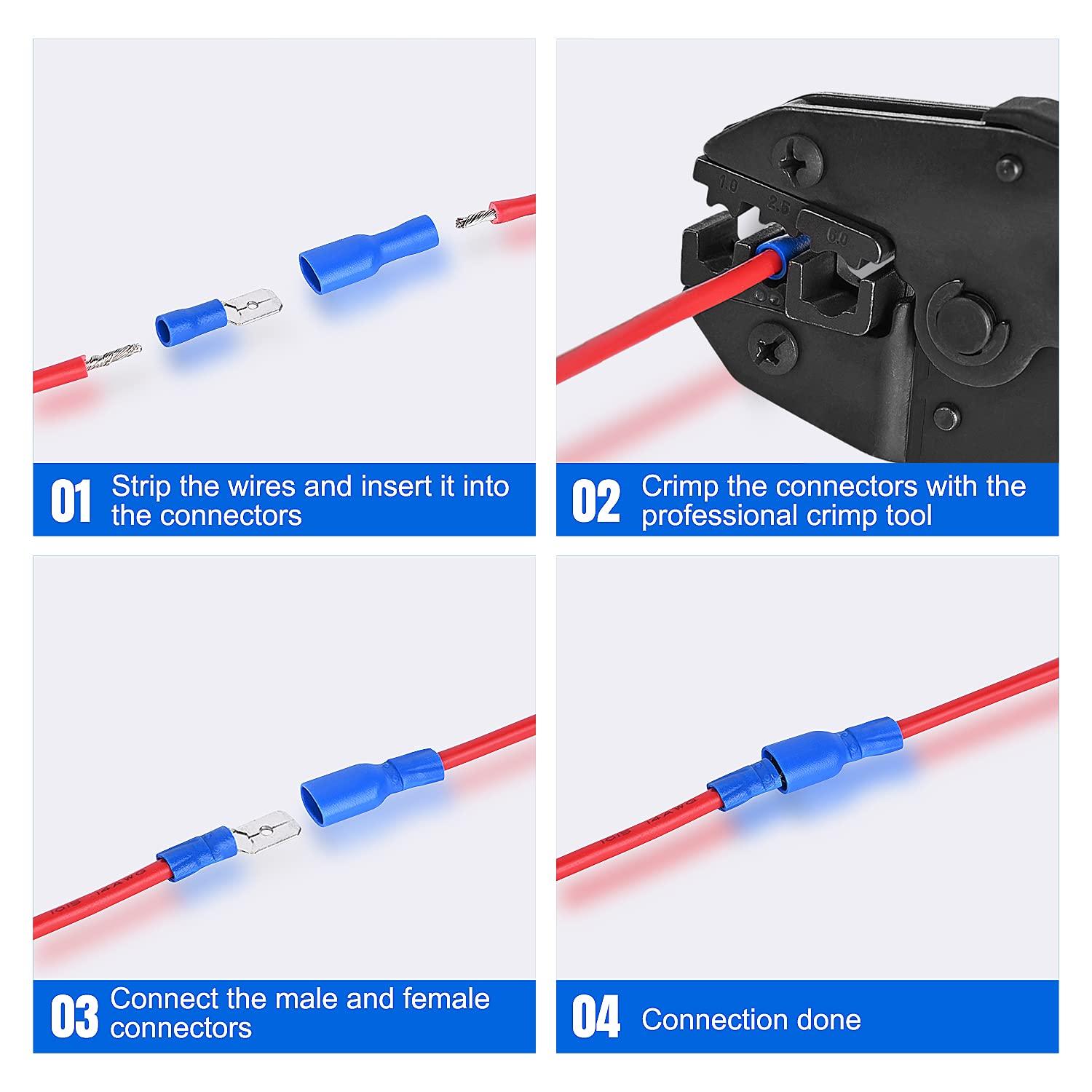 imageNilight  50027R 250 PCS Heat Shrink Spade Connectors Quick Disconnect Wire Connectors Electrical Spade Terminals Heat Shrink Fully Insulated Male and Female Wire Spade Connectors2 Years Warranty540PCS Mixed Crimp Terminals