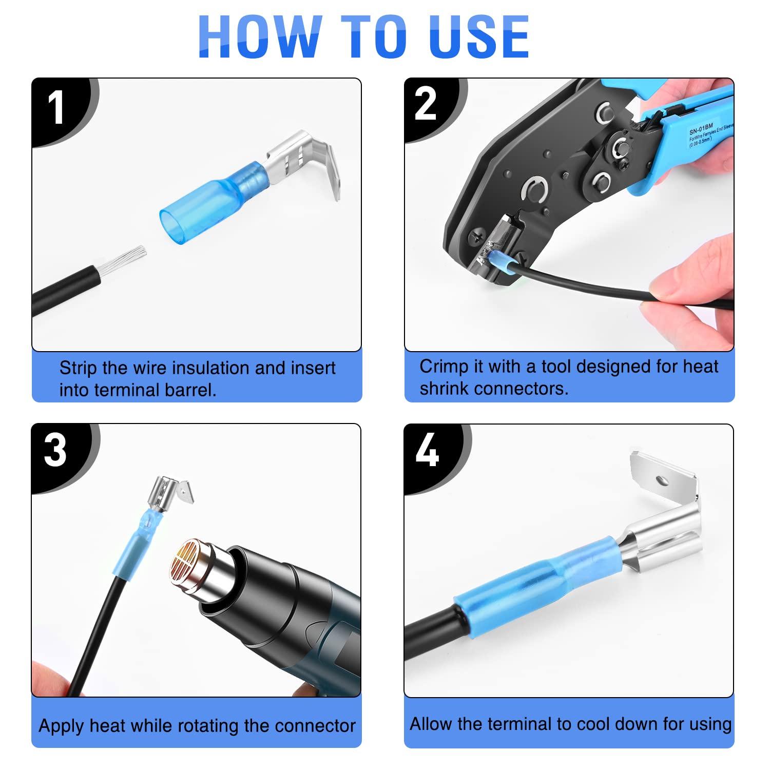 imageNilight  50027R 250 PCS Heat Shrink Spade Connectors Quick Disconnect Wire Connectors Electrical Spade Terminals Heat Shrink Fully Insulated Male and Female Wire Spade Connectors2 Years Warranty140Pcs Piggy Back Terminals