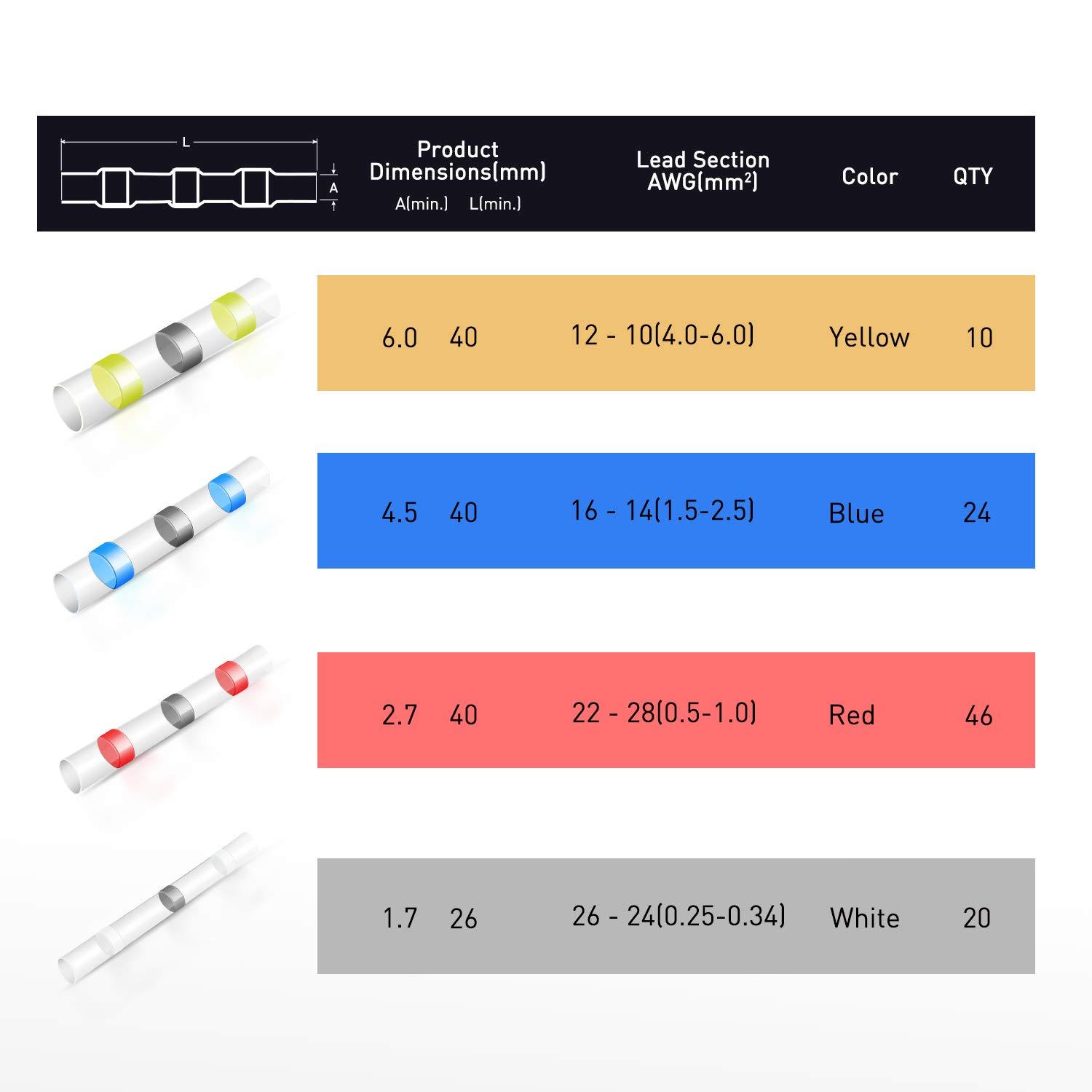 imageNilight  50027R 250 PCS Heat Shrink Spade Connectors Quick Disconnect Wire Connectors Electrical Spade Terminals Heat Shrink Fully Insulated Male and Female Wire Spade Connectors2 Years WarrantyYellow  Blue  Red  White