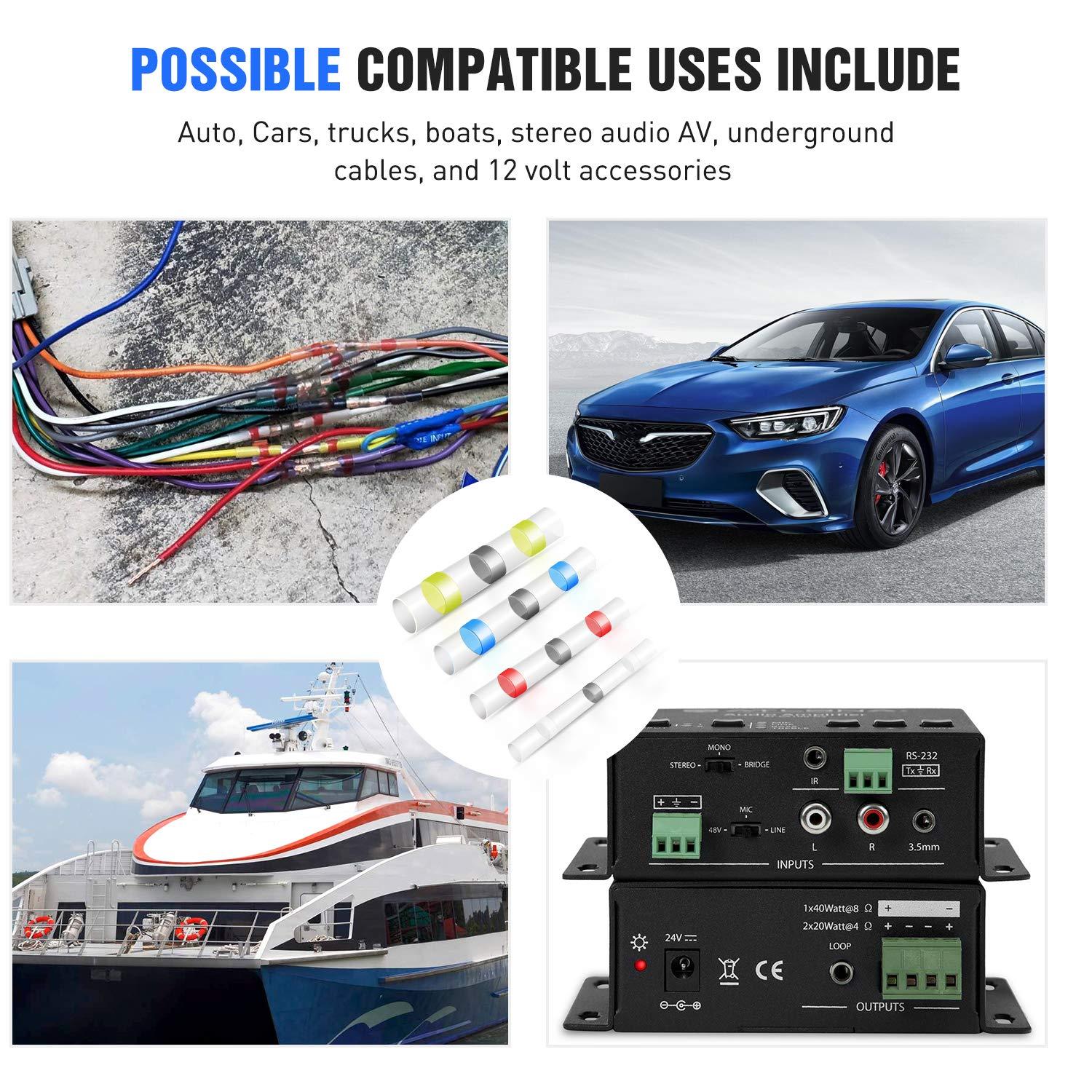 imageNilight  50027R 250 PCS Heat Shrink Spade Connectors Quick Disconnect Wire Connectors Electrical Spade Terminals Heat Shrink Fully Insulated Male and Female Wire Spade Connectors2 Years WarrantyYellow  Blue  Red  White