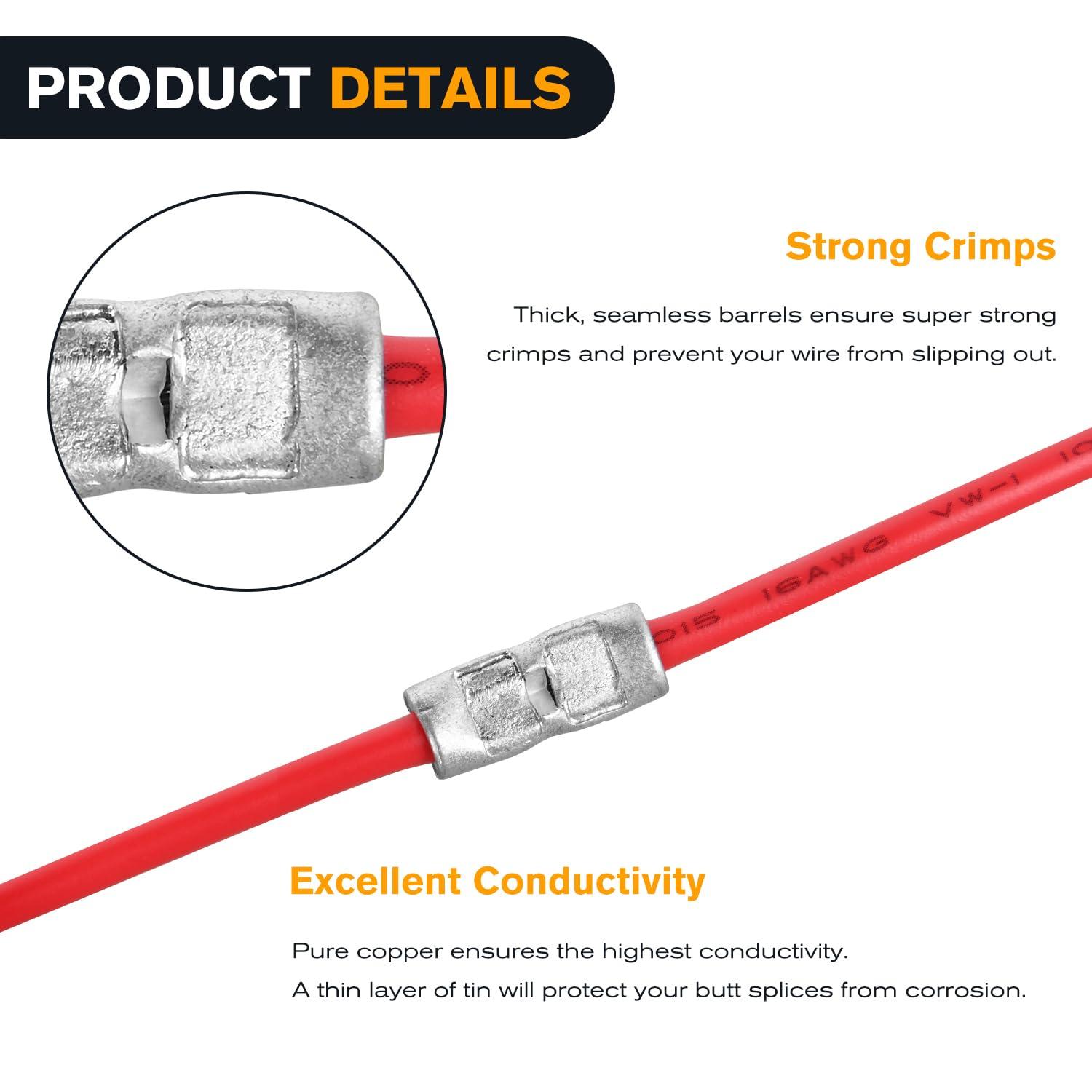 imageNilight  50027R 250 PCS Heat Shrink Spade Connectors Quick Disconnect Wire Connectors Electrical Spade Terminals Heat Shrink Fully Insulated Male and Female Wire Spade Connectors2 Years Warranty100PCS Butt Connectors