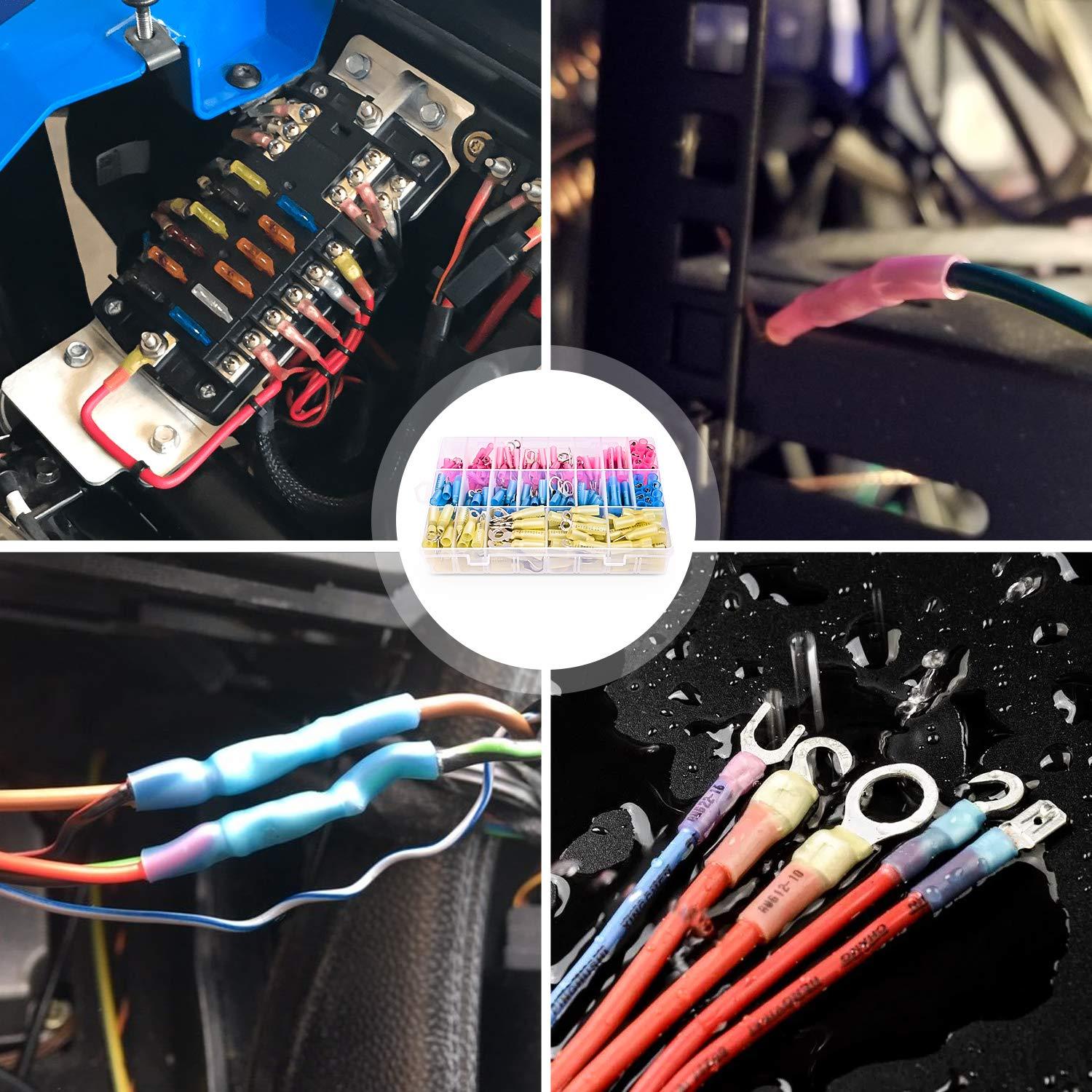 imageNilight  50027R 250 PCS Heat Shrink Spade Connectors Quick Disconnect Wire Connectors Electrical Spade Terminals Heat Shrink Fully Insulated Male and Female Wire Spade Connectors2 Years Warranty270Pcs Mixed Heat Shrink Terminals