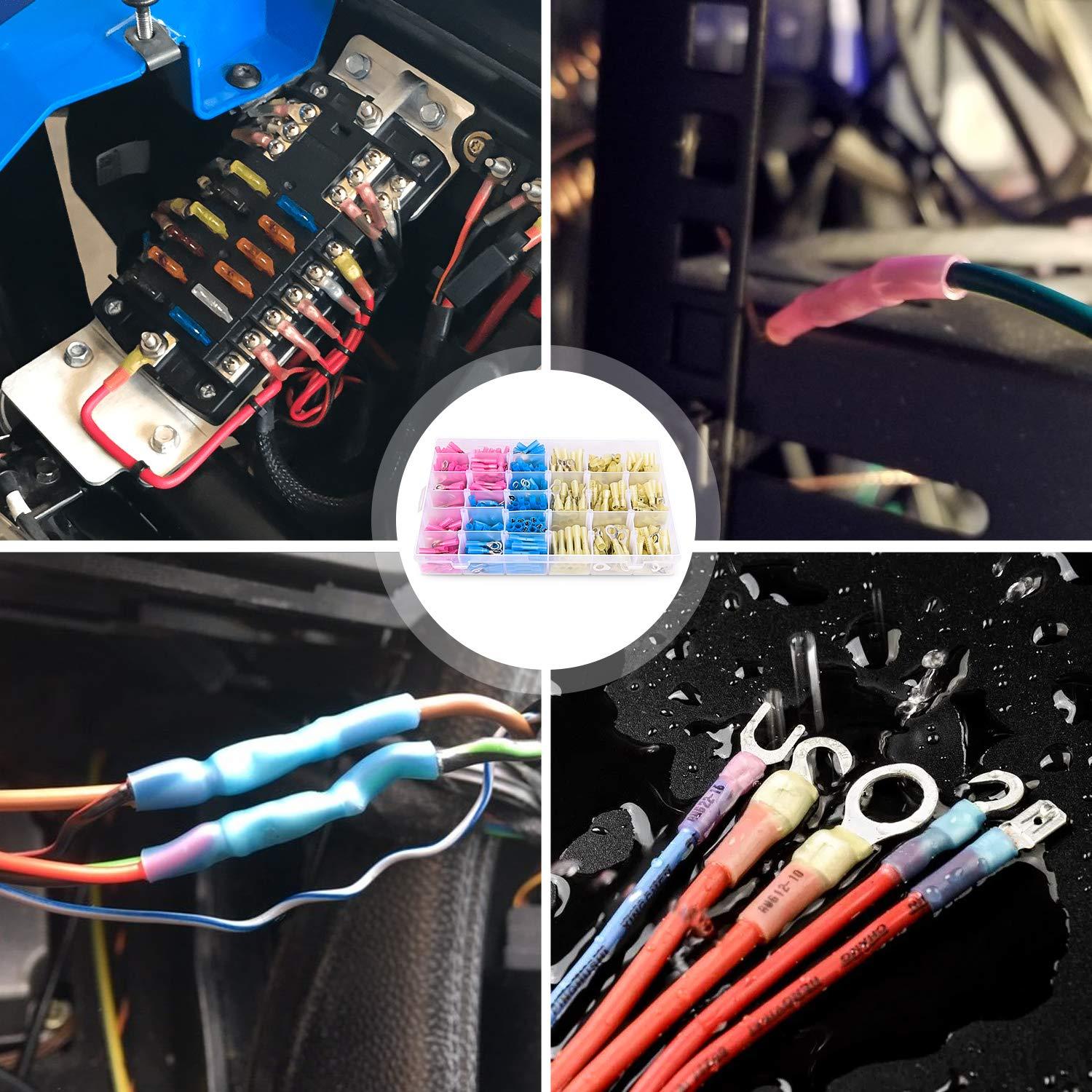 imageNilight  50027R 250 PCS Heat Shrink Spade Connectors Quick Disconnect Wire Connectors Electrical Spade Terminals Heat Shrink Fully Insulated Male and Female Wire Spade Connectors2 Years Warranty540Pcs Mixed Heat Shrink Terminals