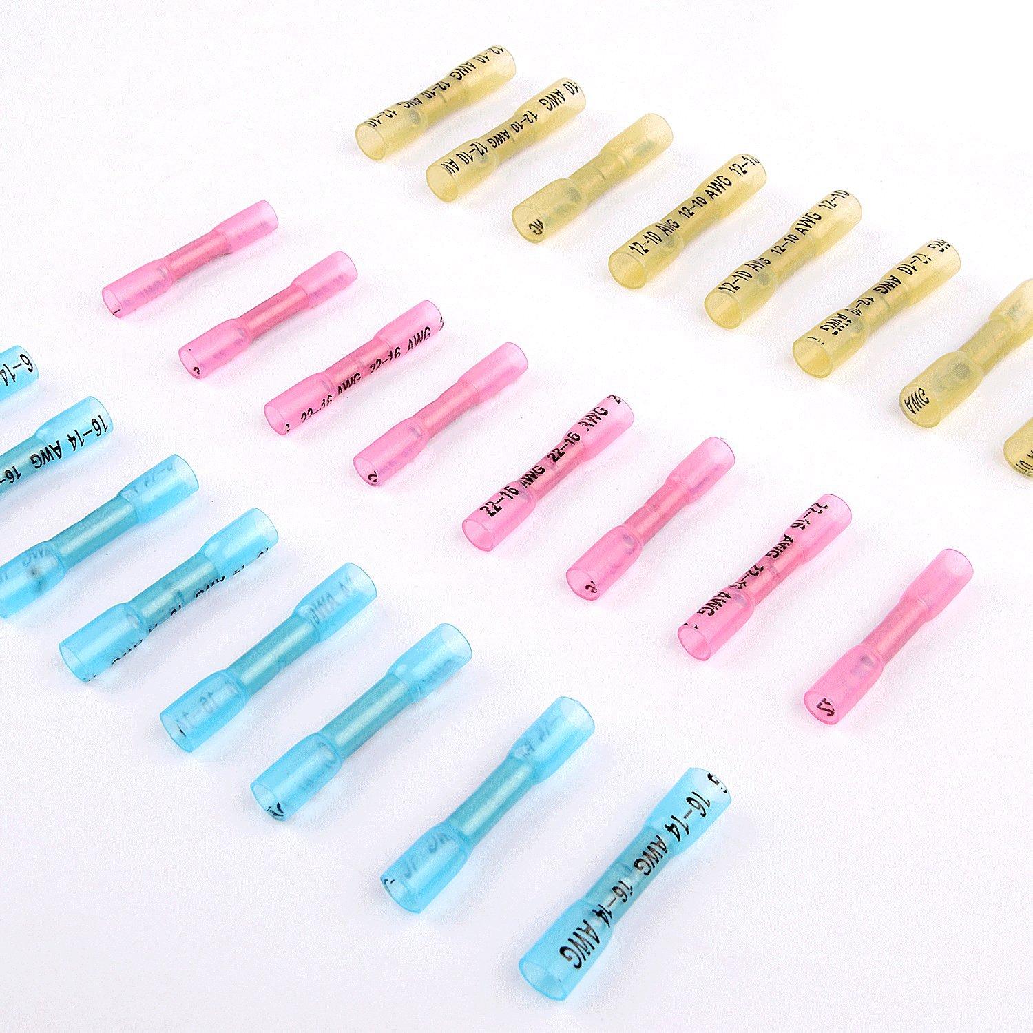 imageNilight  50027R 250 PCS Heat Shrink Spade Connectors Quick Disconnect Wire Connectors Electrical Spade Terminals Heat Shrink Fully Insulated Male and Female Wire Spade Connectors2 Years Warranty200PCS Heat Shrink Butt Connectors