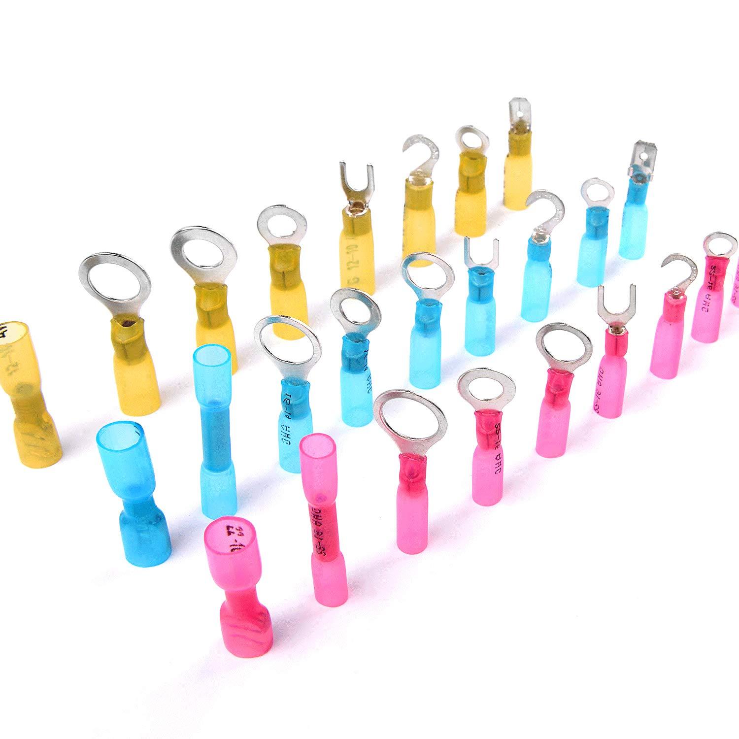 imageNilight  50027R 250 PCS Heat Shrink Spade Connectors Quick Disconnect Wire Connectors Electrical Spade Terminals Heat Shrink Fully Insulated Male and Female Wire Spade Connectors2 Years Warranty135Pcs Mixed Heat Shrink Terminals