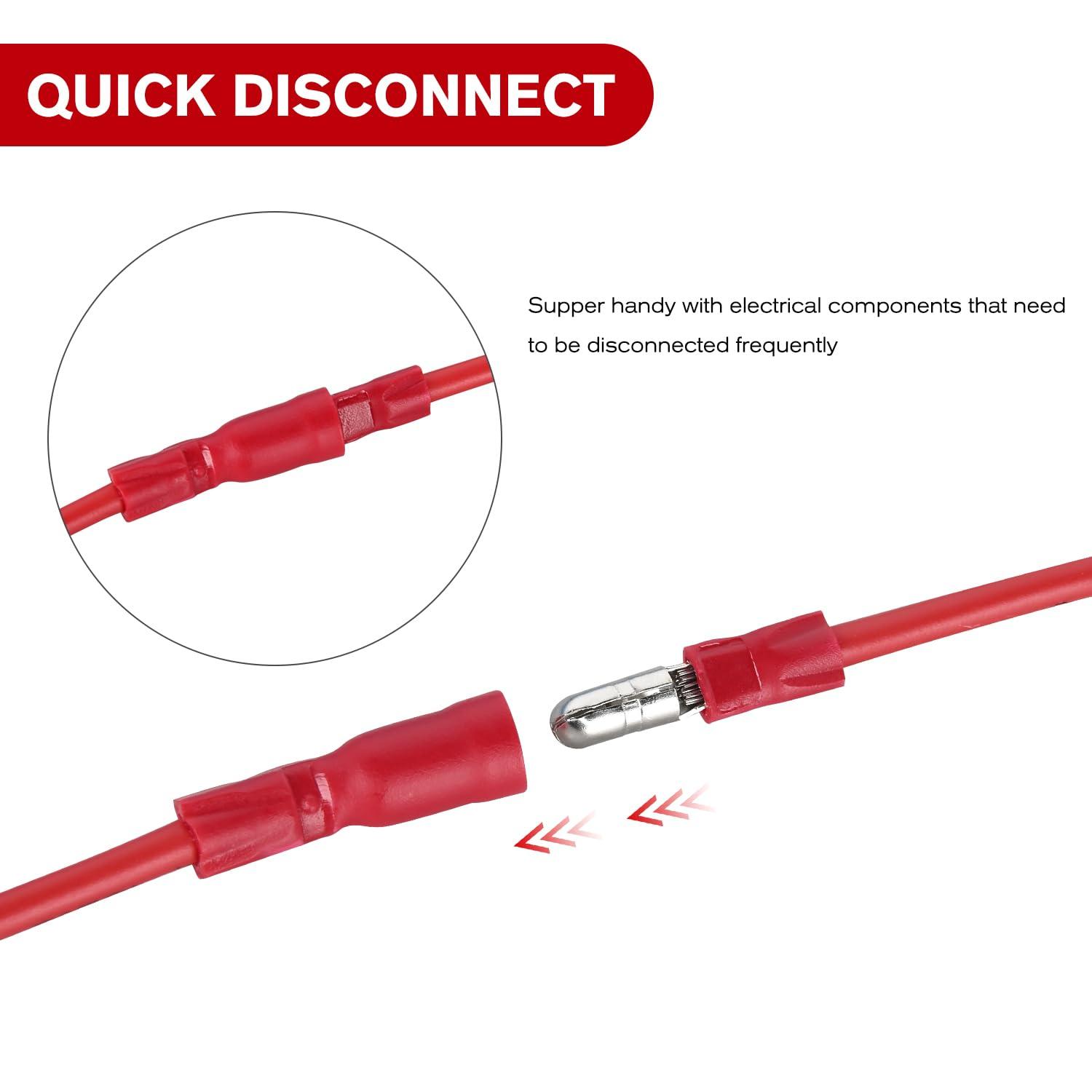 imageNilight  50027R 250 PCS Heat Shrink Spade Connectors Quick Disconnect Wire Connectors Electrical Spade Terminals Heat Shrink Fully Insulated Male and Female Wire Spade Connectors2 Years Warranty200PCS Bullet Terminals