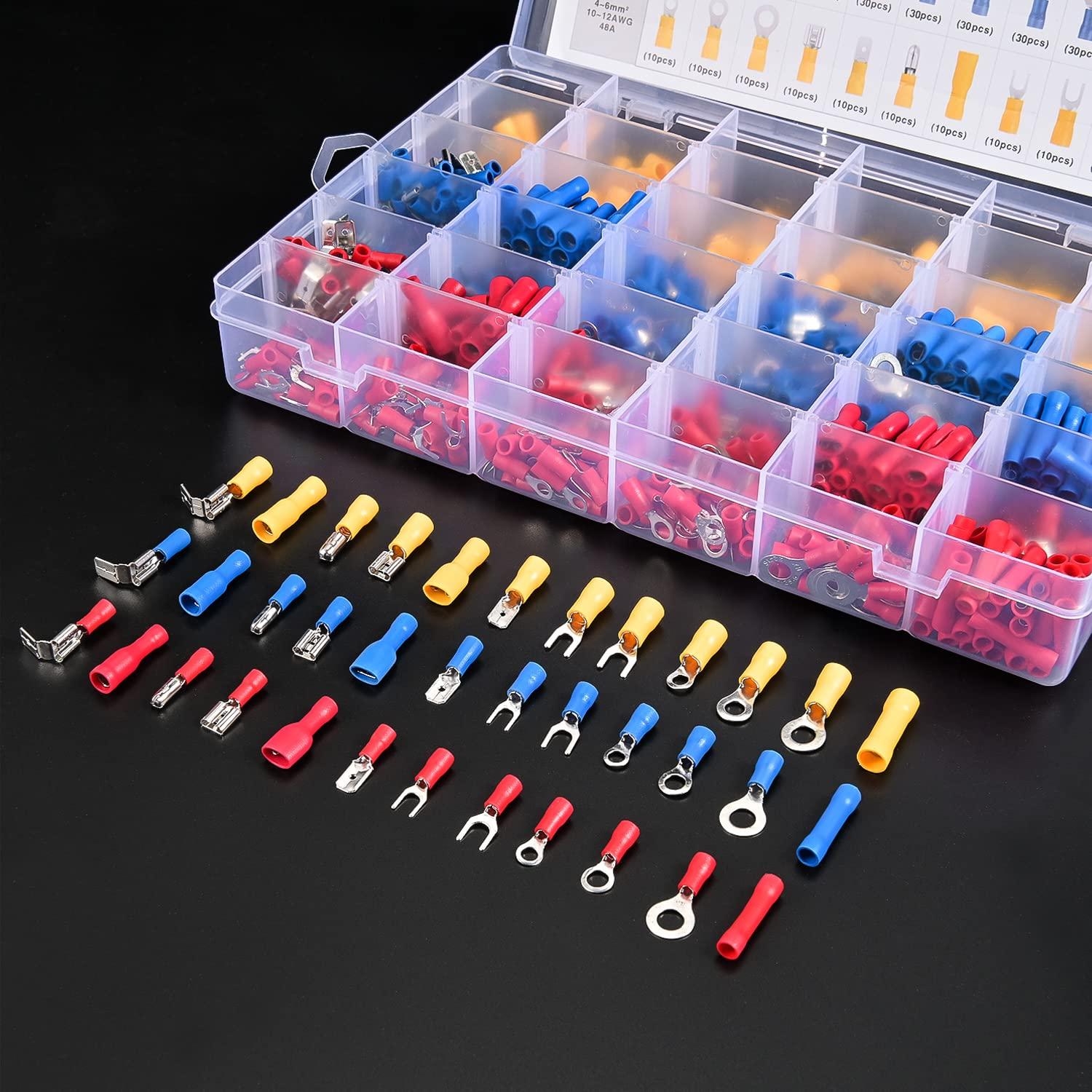 imageNilight  50027R 250 PCS Heat Shrink Spade Connectors Quick Disconnect Wire Connectors Electrical Spade Terminals Heat Shrink Fully Insulated Male and Female Wire Spade Connectors2 Years Warranty1500PCS Mixed Crimp Terminals