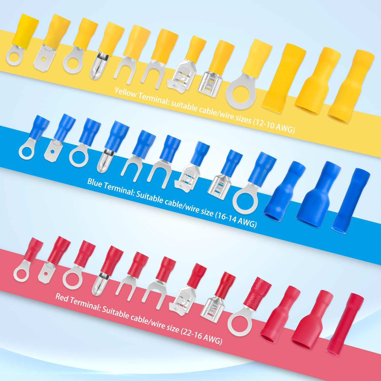 imageNilight  50027R 250 PCS Heat Shrink Spade Connectors Quick Disconnect Wire Connectors Electrical Spade Terminals Heat Shrink Fully Insulated Male and Female Wire Spade Connectors2 Years Warranty840PCS Mixed Crimp Terminals