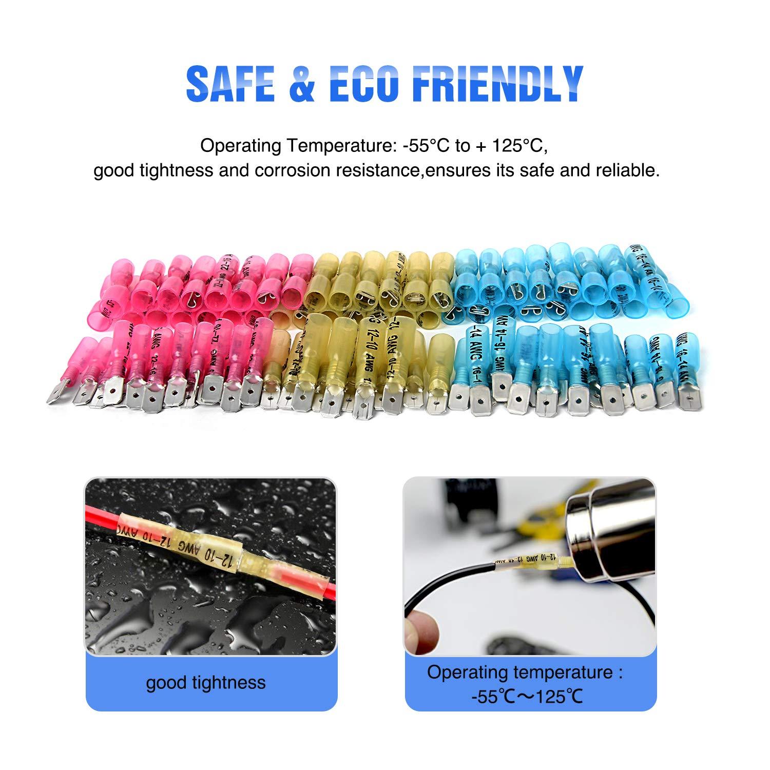 imageNilight  50027R 250 PCS Heat Shrink Spade Connectors Quick Disconnect Wire Connectors Electrical Spade Terminals Heat Shrink Fully Insulated Male and Female Wire Spade Connectors2 Years Warranty250Pcs Heat Shrink Spade Terminals