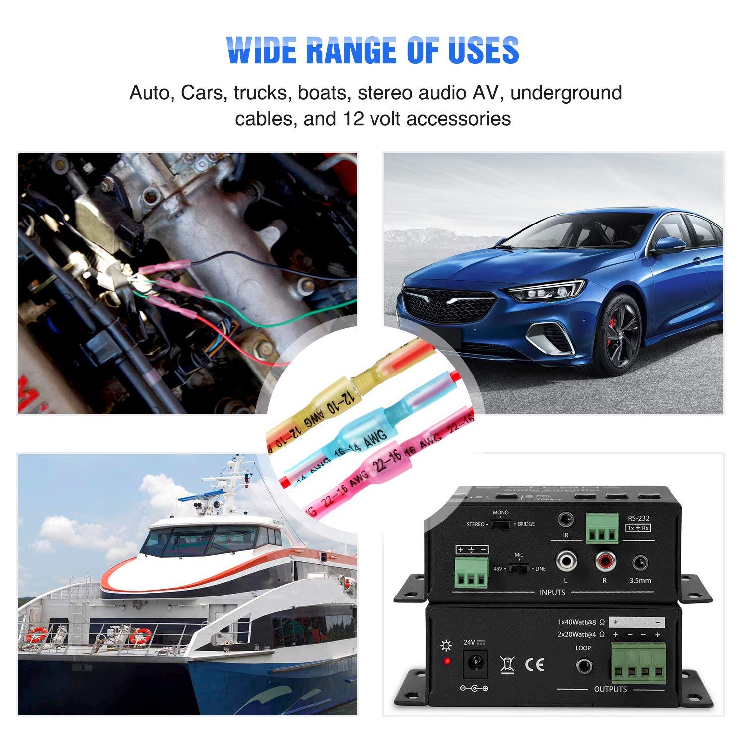 imageNilight  50027R 250 PCS Heat Shrink Spade Connectors Quick Disconnect Wire Connectors Electrical Spade Terminals Heat Shrink Fully Insulated Male and Female Wire Spade Connectors2 Years Warranty250Pcs Heat Shrink Spade Terminals