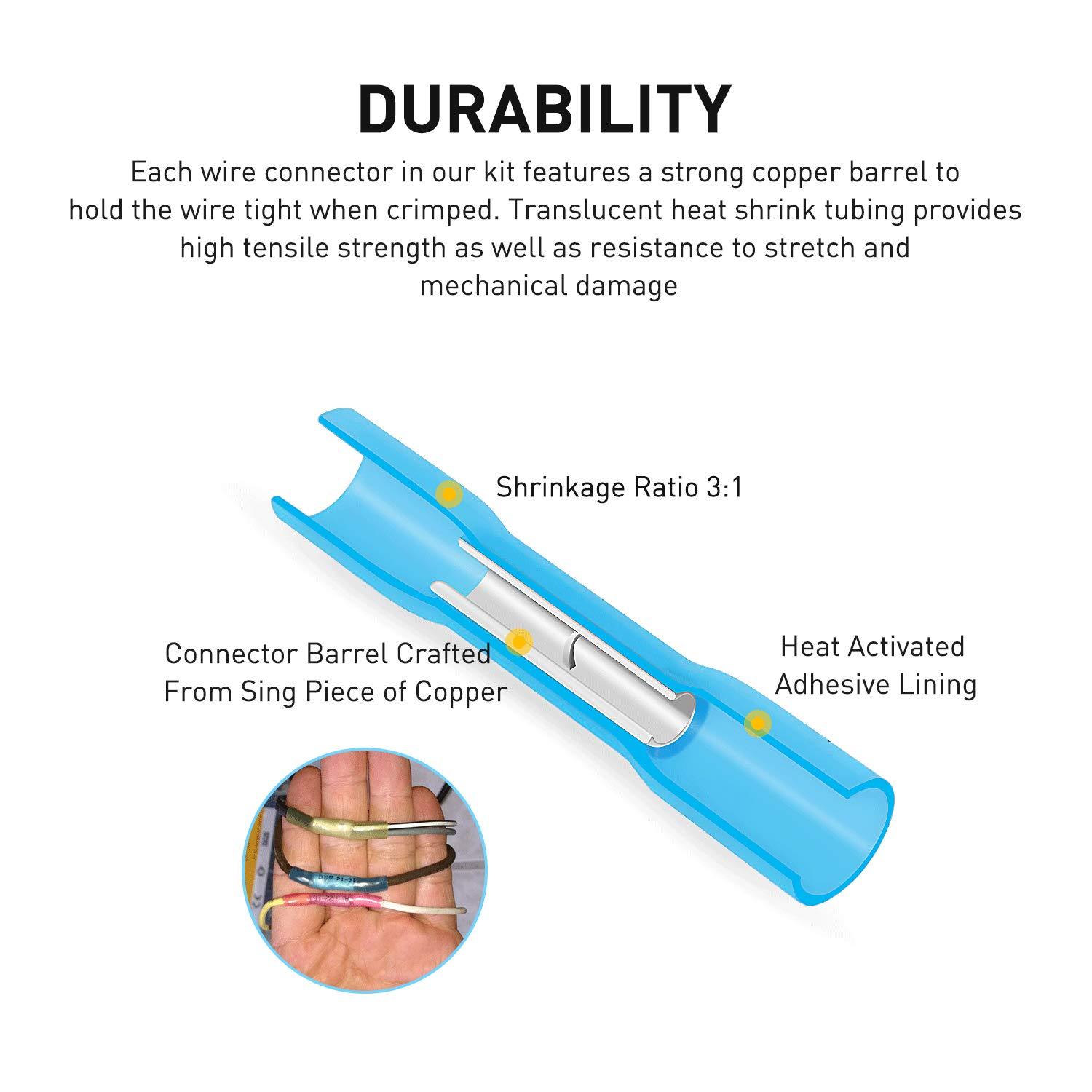 imageNilight  50027R 250 PCS Heat Shrink Spade Connectors Quick Disconnect Wire Connectors Electrical Spade Terminals Heat Shrink Fully Insulated Male and Female Wire Spade Connectors2 Years Warranty135Pcs Mixed Heat Shrink Terminals