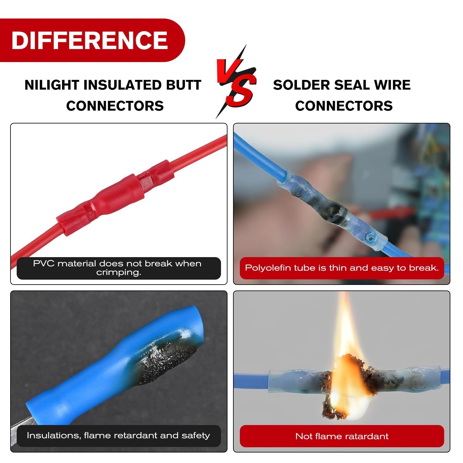 imageNilight  50027R 250 PCS Heat Shrink Spade Connectors Quick Disconnect Wire Connectors Electrical Spade Terminals Heat Shrink Fully Insulated Male and Female Wire Spade Connectors2 Years Warranty200PCS Bullet Terminals