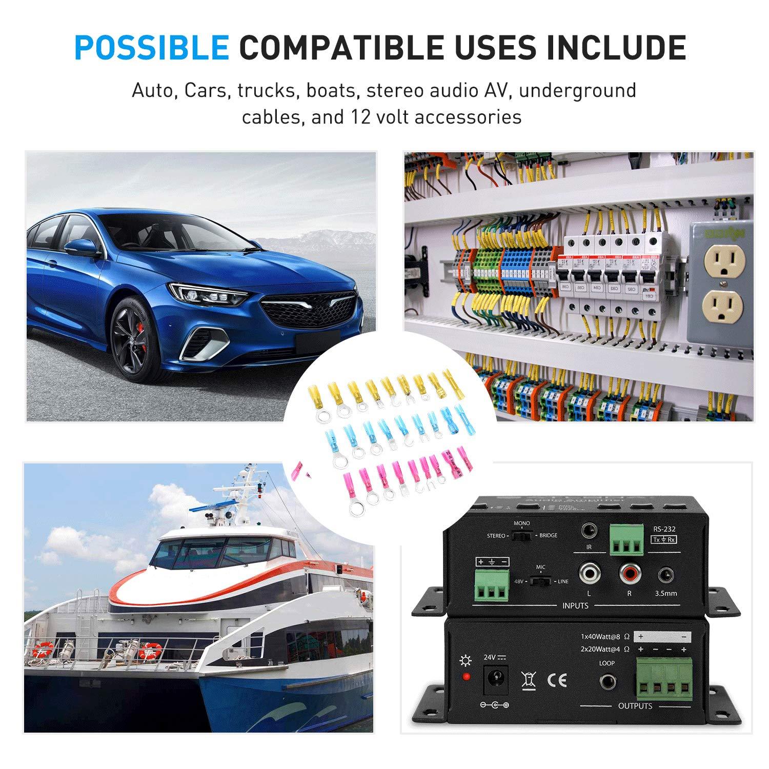 imageNilight  50027R 250 PCS Heat Shrink Spade Connectors Quick Disconnect Wire Connectors Electrical Spade Terminals Heat Shrink Fully Insulated Male and Female Wire Spade Connectors2 Years Warranty135Pcs Mixed Heat Shrink Terminals