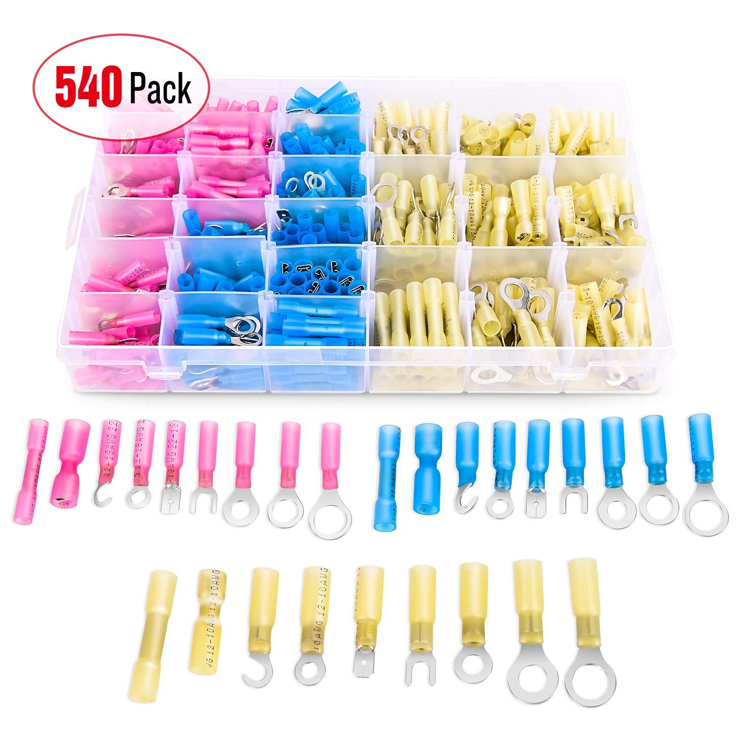imageNilight  50027R 250 PCS Heat Shrink Spade Connectors Quick Disconnect Wire Connectors Electrical Spade Terminals Heat Shrink Fully Insulated Male and Female Wire Spade Connectors2 Years Warranty540Pcs Mixed Heat Shrink Terminals