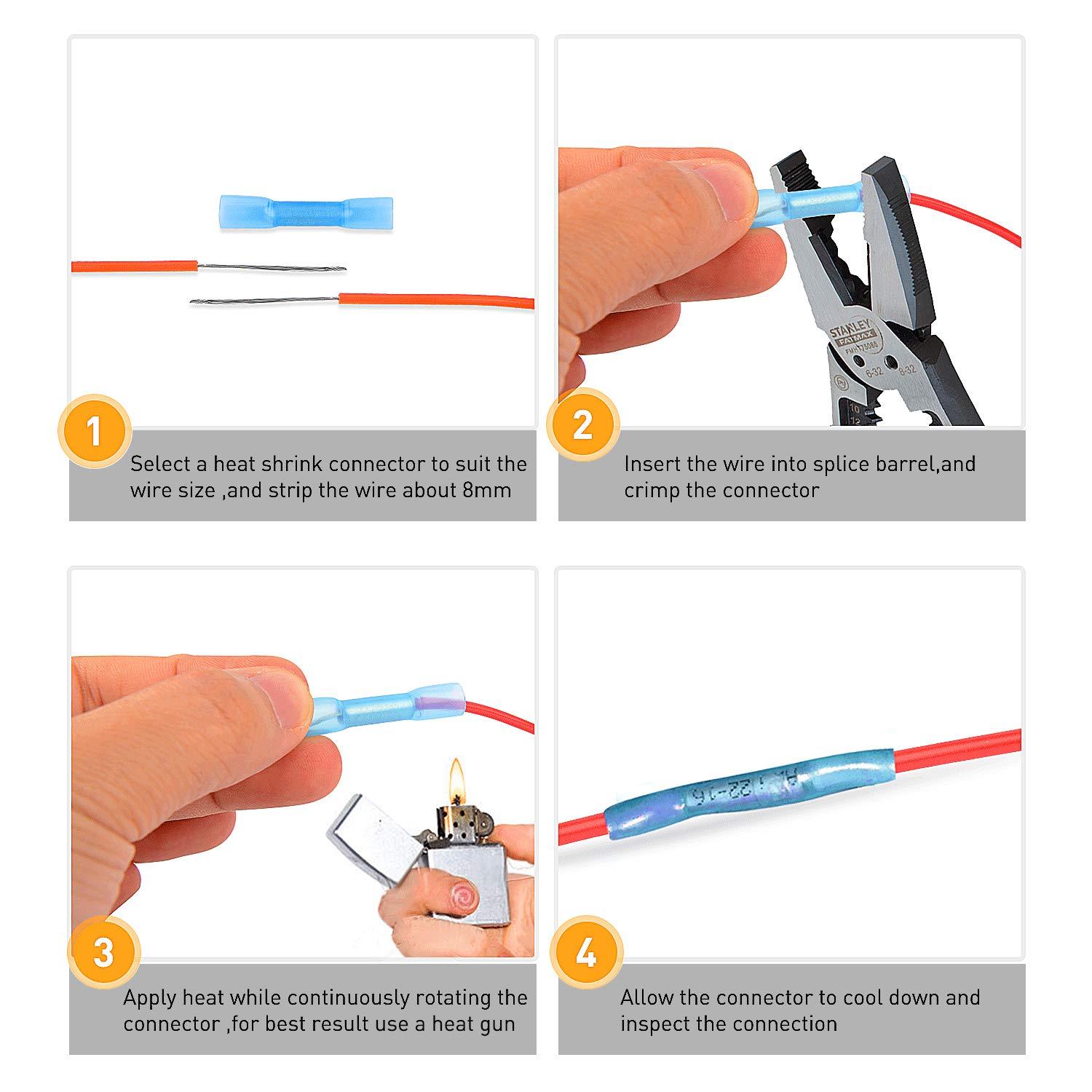 imageNilight  50027R 250 PCS Heat Shrink Spade Connectors Quick Disconnect Wire Connectors Electrical Spade Terminals Heat Shrink Fully Insulated Male and Female Wire Spade Connectors2 Years Warranty135Pcs Mixed Heat Shrink Terminals
