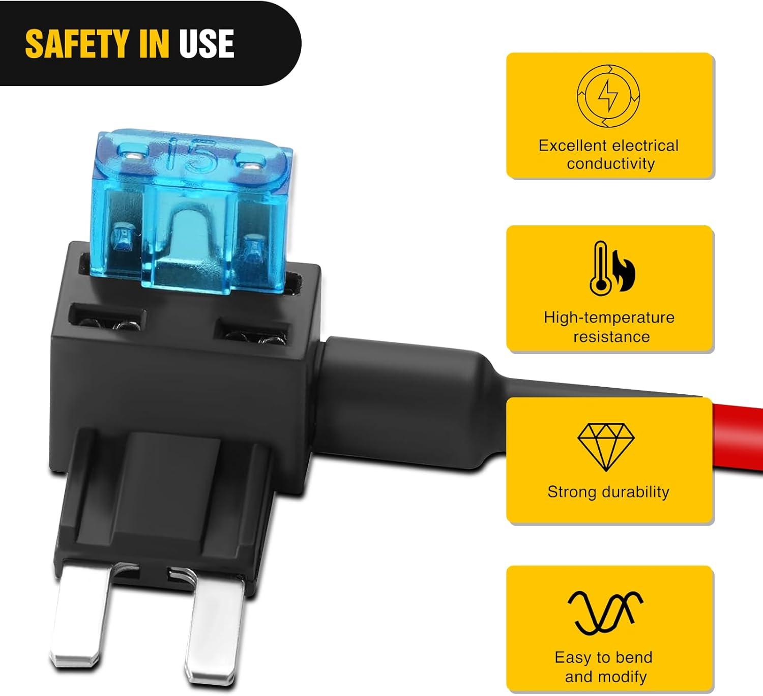 imageNilight  50034R 10 Pack 12V Car AddACircuit Fuse Tap Adapter Mini Atm Apm Blade Fuse Holder with 120 PCS Mini Blade Fuse Assortment Kit 5 75 10 15 20 25 30 AMP for CarsTrucksBoats10Pcs Mini