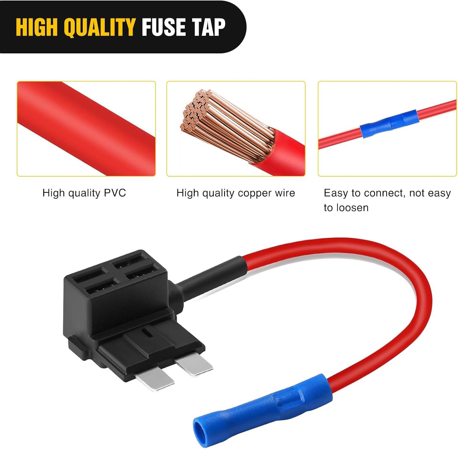 imageNilight  50034R 10 Pack 12V Car AddACircuit Fuse Tap Adapter Mini Atm Apm Blade Fuse Holder with 120 PCS Mini Blade Fuse Assortment Kit 5 75 10 15 20 25 30 AMP for CarsTrucksBoats4 Types24 Packs