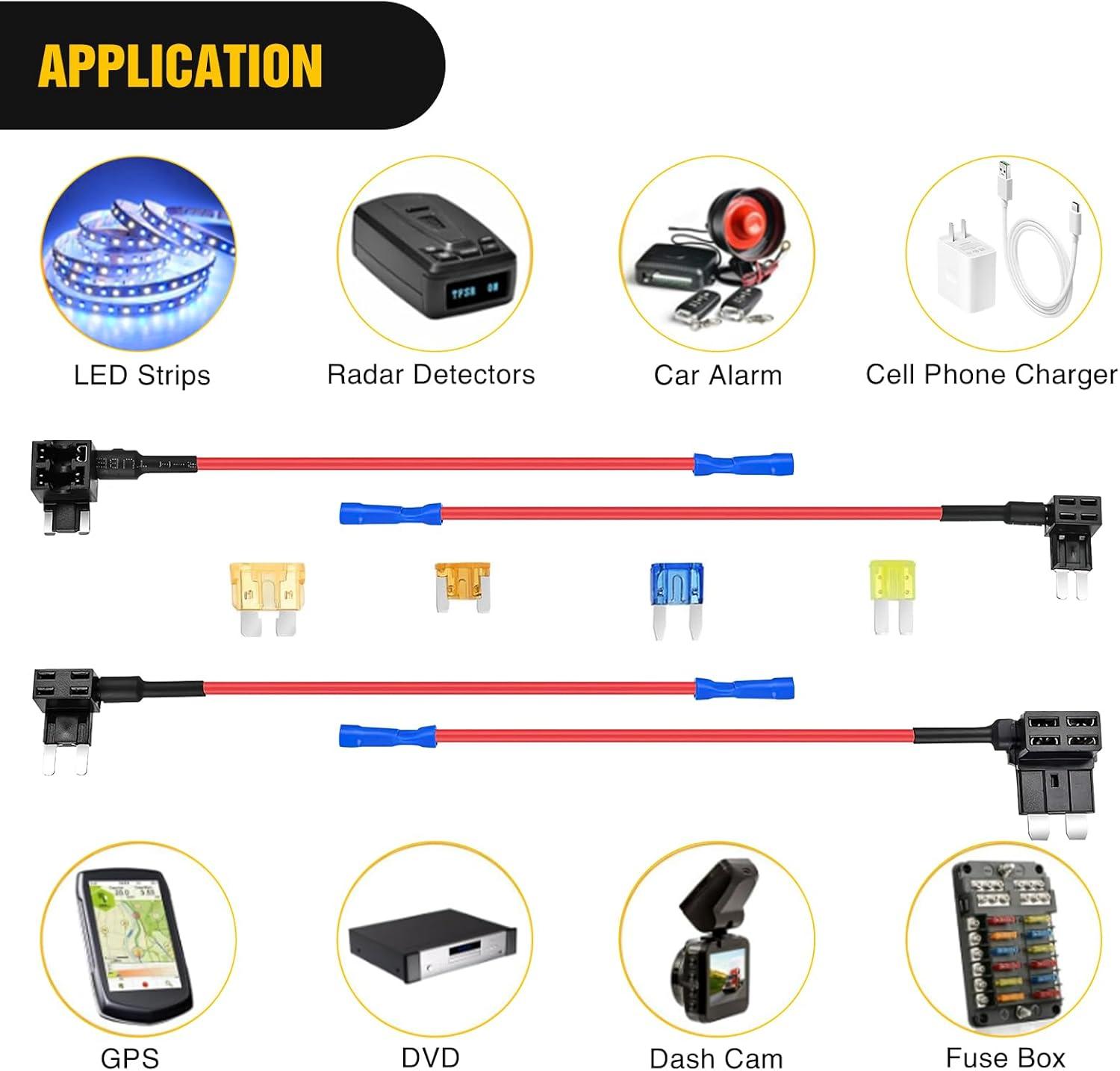 imageNilight  50034R 10 Pack 12V Car AddACircuit Fuse Tap Adapter Mini Atm Apm Blade Fuse Holder with 120 PCS Mini Blade Fuse Assortment Kit 5 75 10 15 20 25 30 AMP for CarsTrucksBoats4 Types24 Packs