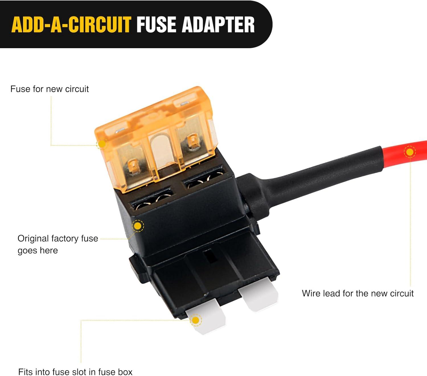 imageNilight  50034R 10 Pack 12V Car AddACircuit Fuse Tap Adapter Mini Atm Apm Blade Fuse Holder with 120 PCS Mini Blade Fuse Assortment Kit 5 75 10 15 20 25 30 AMP for CarsTrucksBoatsMulticolor