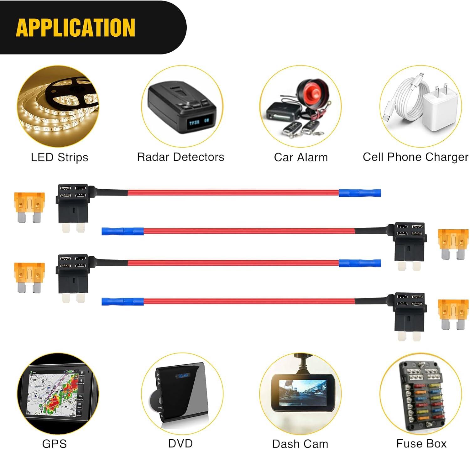 imageNilight  50034R 10 Pack 12V Car AddACircuit Fuse Tap Adapter Mini Atm Apm Blade Fuse Holder with 120 PCS Mini Blade Fuse Assortment Kit 5 75 10 15 20 25 30 AMP for CarsTrucksBoatsMulticolor