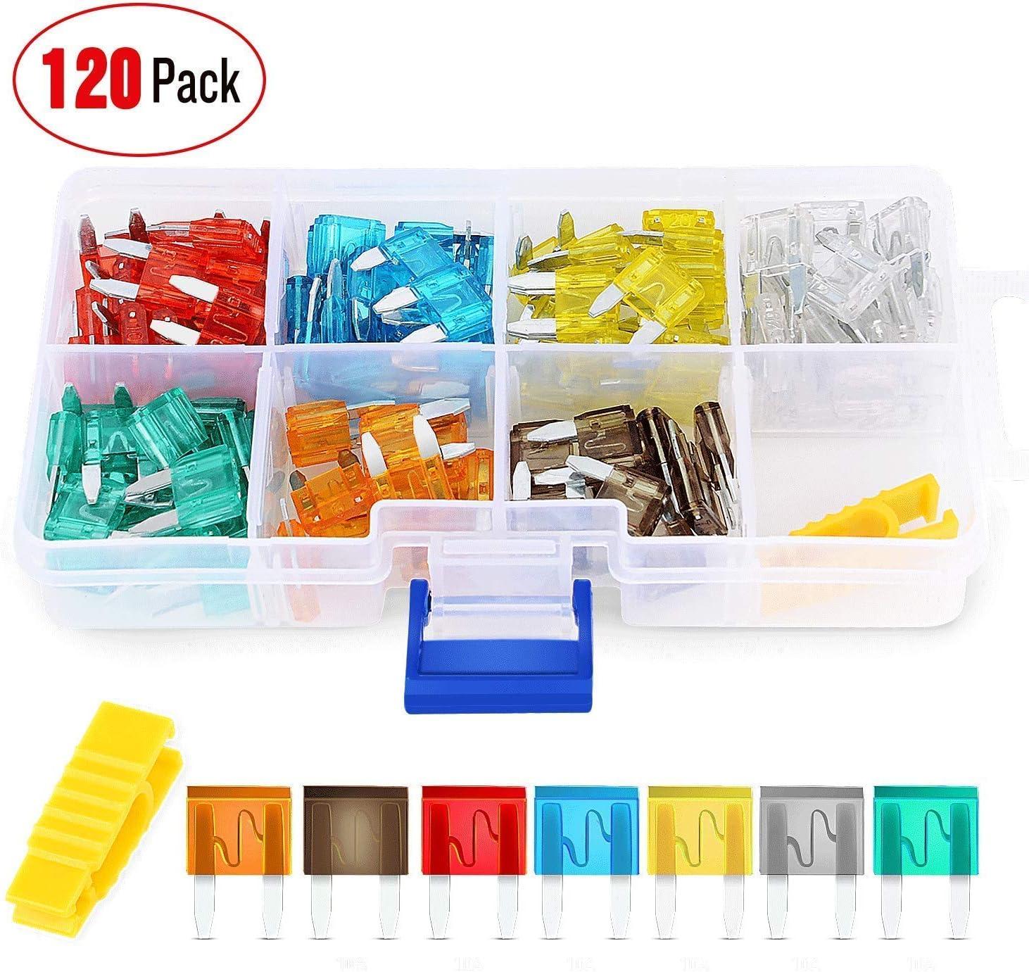 imageNilight  50034R 10 Pack 12V Car AddACircuit Fuse Tap Adapter Mini Atm Apm Blade Fuse Holder with 120 PCS Mini Blade Fuse Assortment Kit 5 75 10 15 20 25 30 AMP for CarsTrucksBoats10PCS Fuse Tap120 PCS Mini Fuse